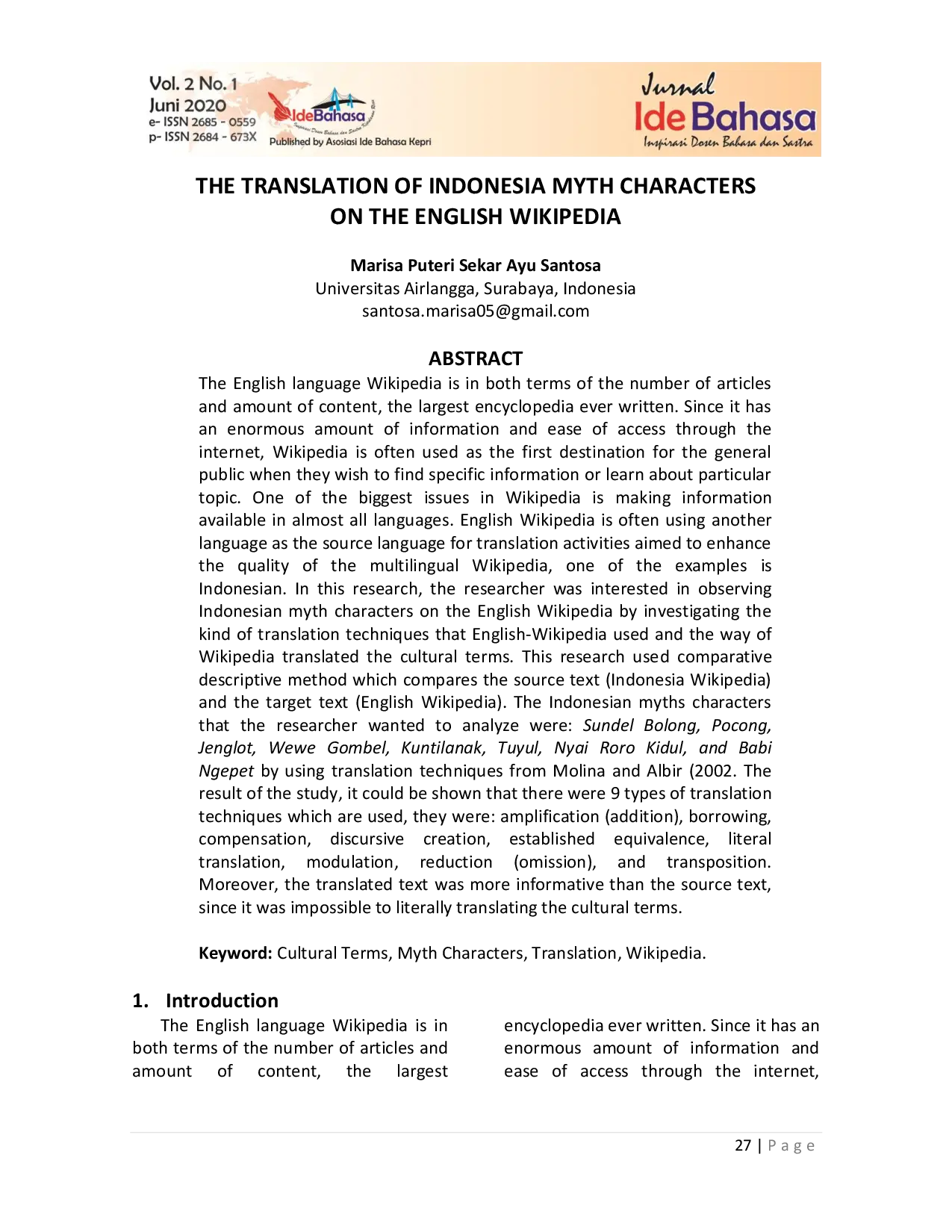 juris The Translation Of Indonesia Myth Characters On The English Wikipedia