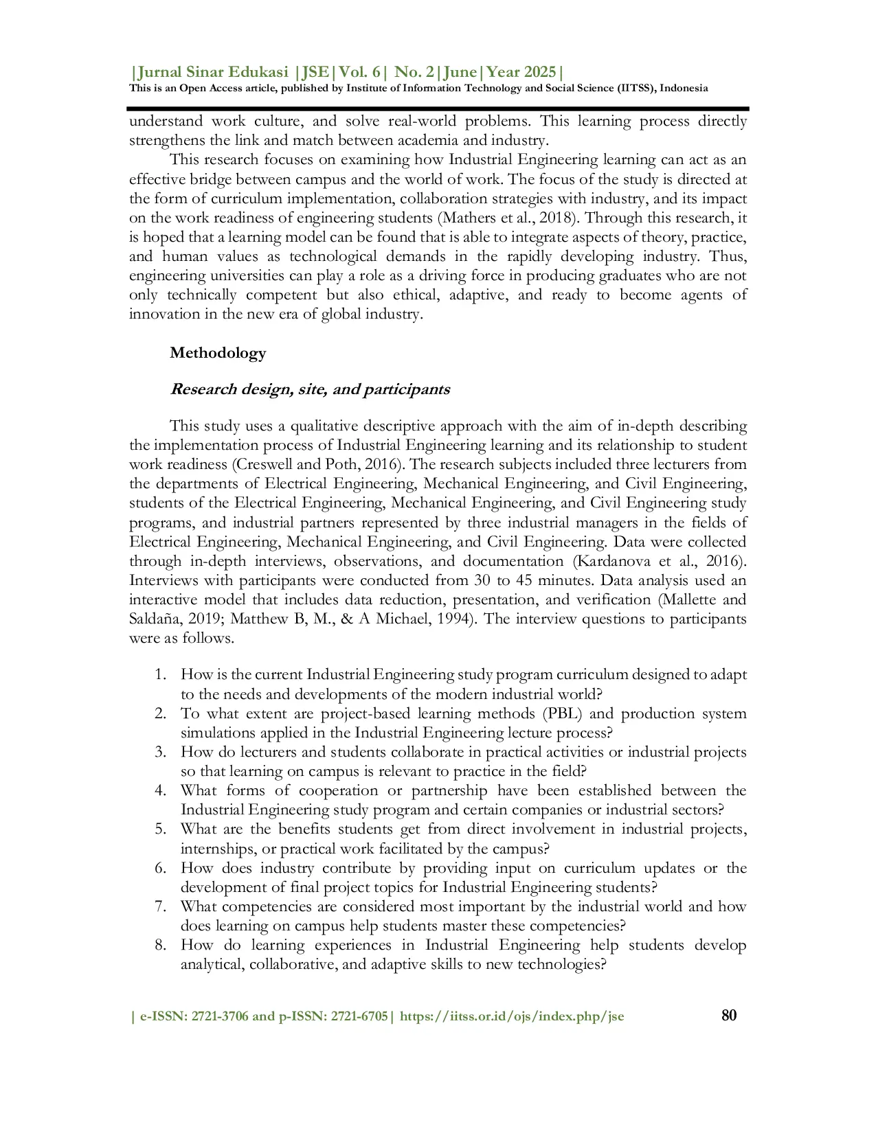 JURIS Industrial engineering as a bridge between campus and the world of work An implementation study on engineering students