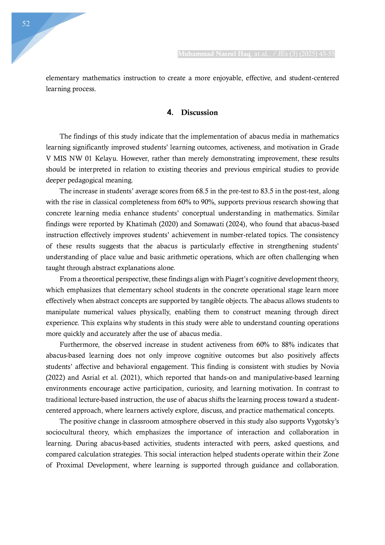 JURIS The Utilization of Abacus Media in Mathematics Learning to Increase the Attractiveness and Learning Students Motivation