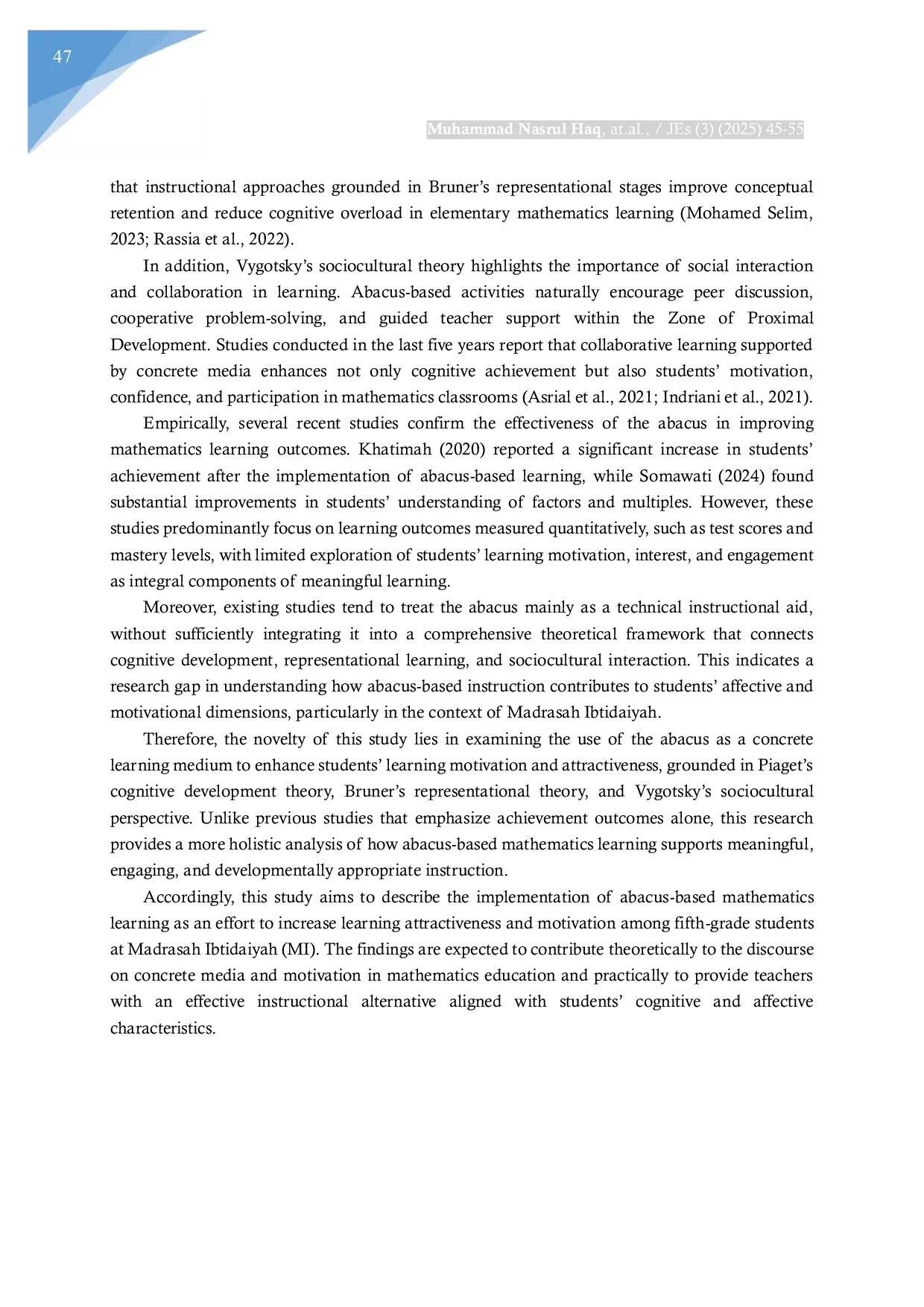JURIS The Utilization of Abacus Media in Mathematics Learning to Increase the Attractiveness and Learning Students Motivation