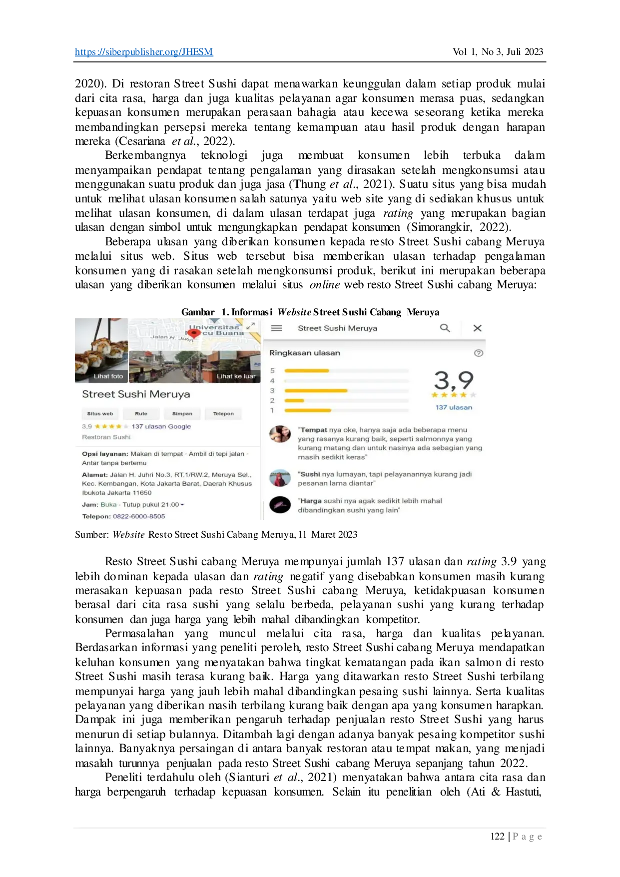 JURIS Pengaruh Cita Rasa Harga dan Kualitas Pelayanan Terhadap Kepuasan Konsumen Studi Kasus Pada Resto Street Sushi Cabang Meruya Jakarta Barat