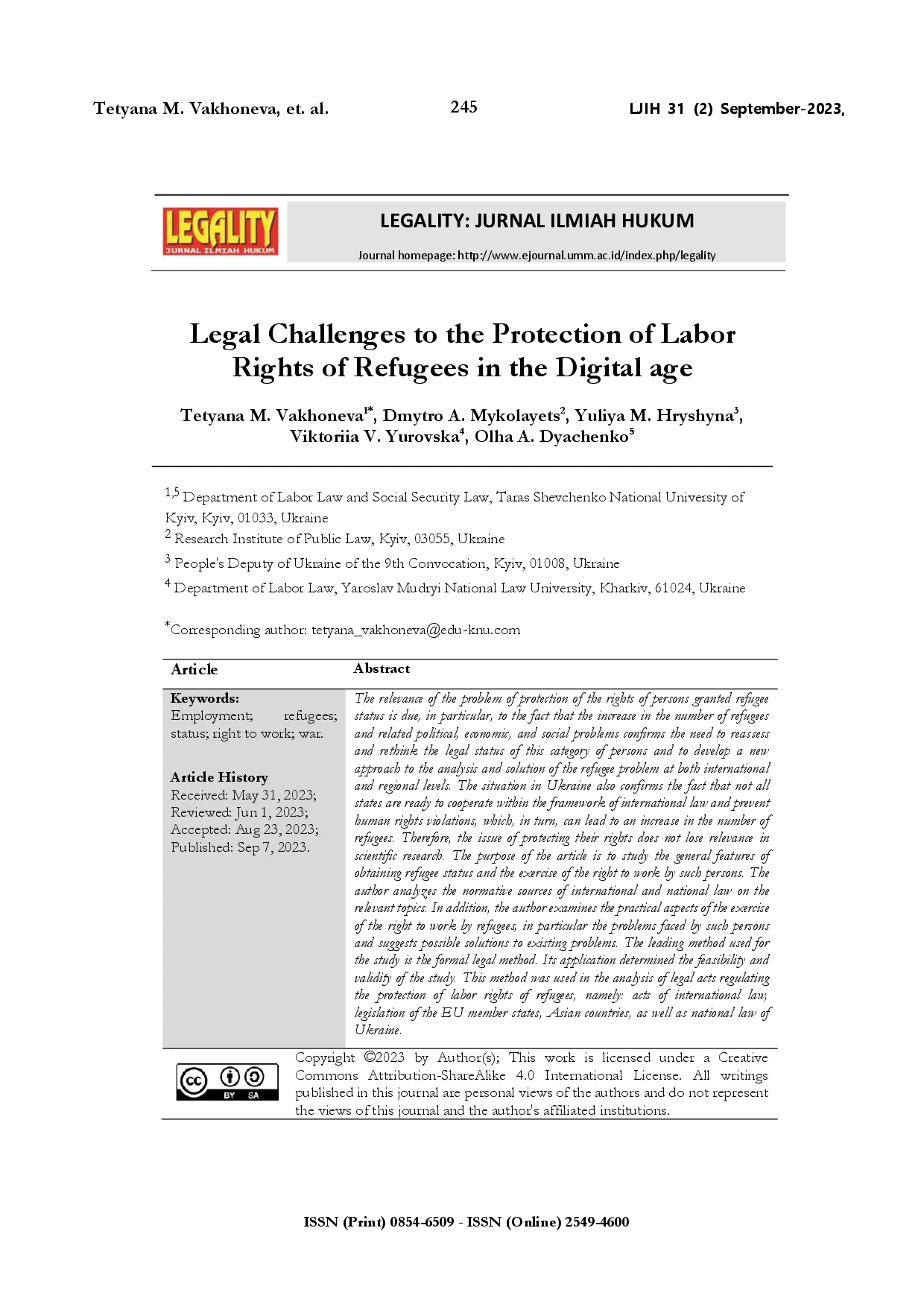 juris Legal challenges to the protection of labor rights of refugees in the digital age