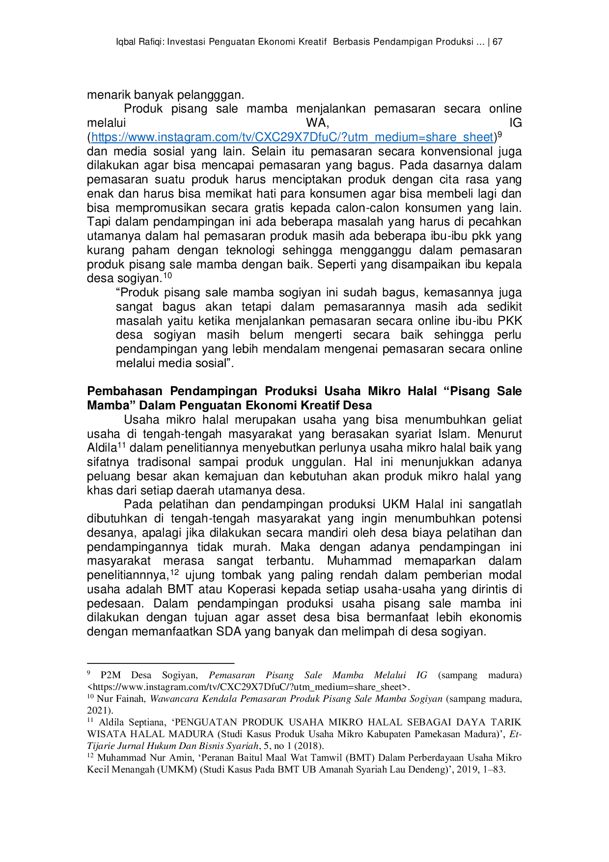 JURIS Investasi Penguatan Ekonomi Kreatif Berbasis Pendampingan Produksi Usaha Mikro Halal Di Desa Sogiyan