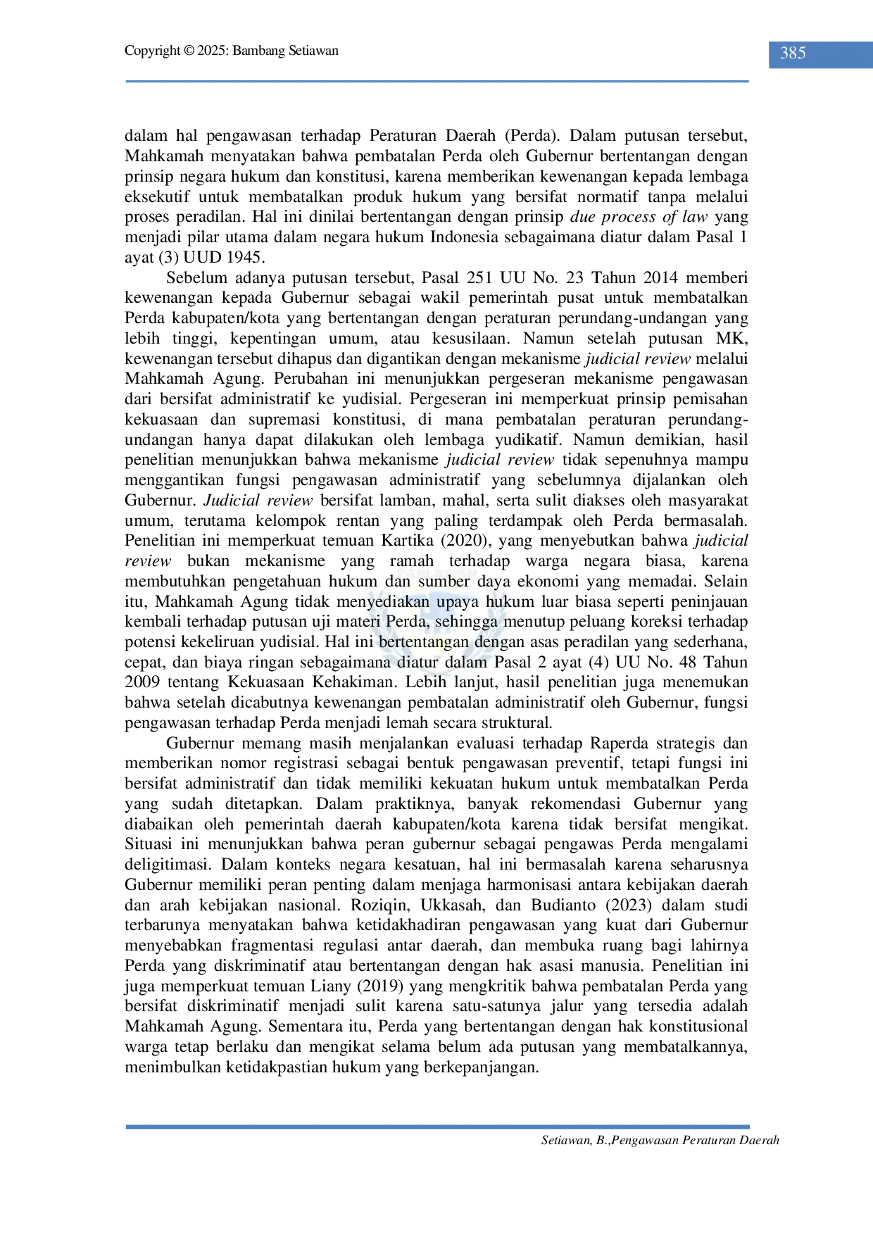 JURIS Pengawasan Peraturan Daerah oleh Gubernur Sebagai Wakil Pemerintah Pusat Studi Putusan Mahkamah Konstitusi Nomor 137 PUU XIII 2015