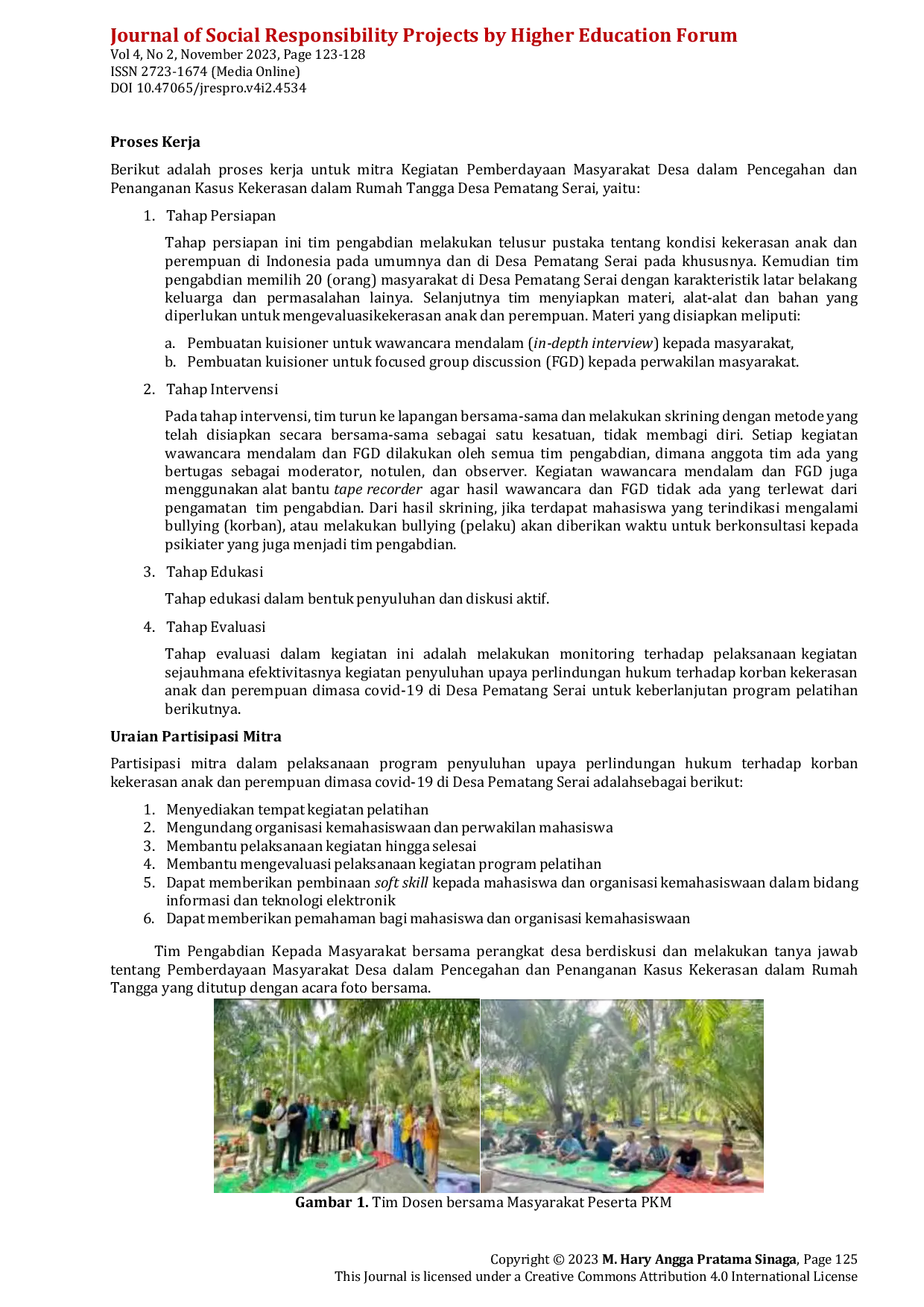 JURIS Pemberdayaan Masyarakat Desa untuk Pencegahan dan Penanganan Kasus Kekerasan dalam Rumah Tangga Desa Pematang Serai