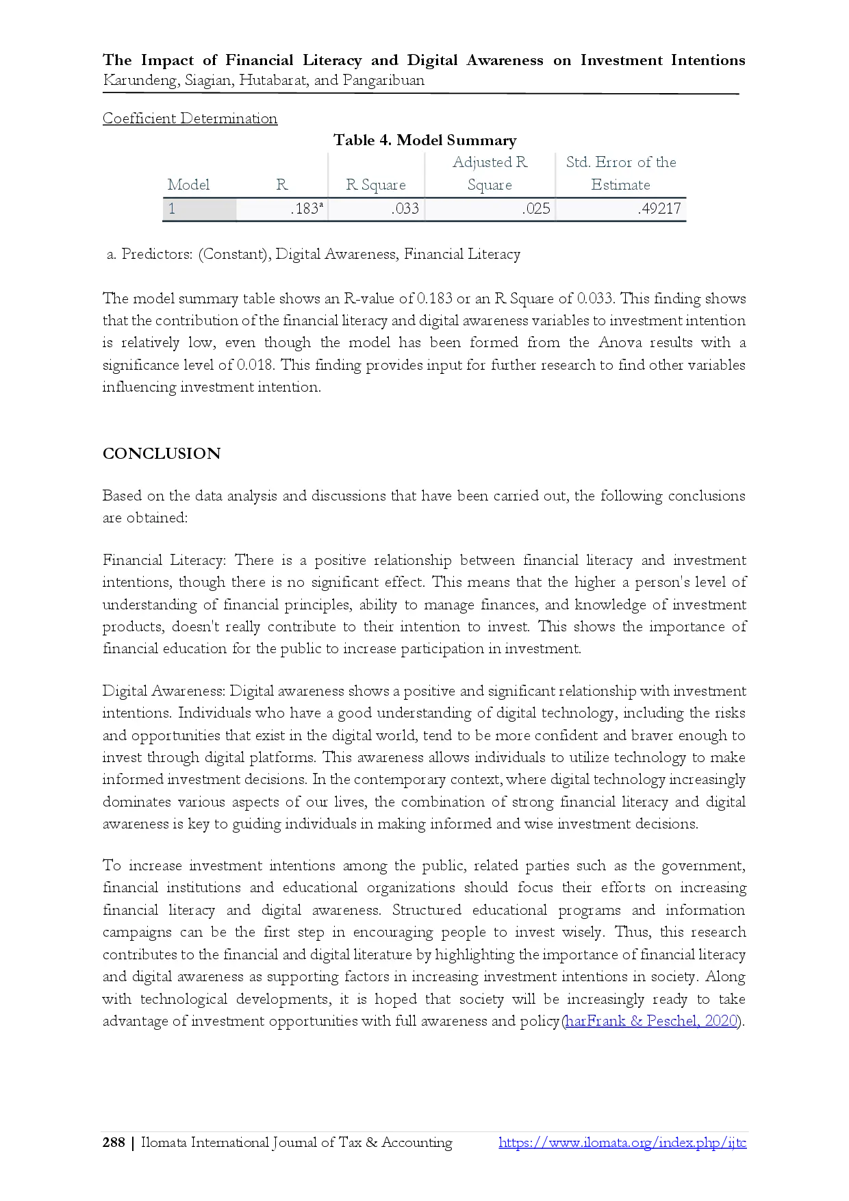 juris The Impact of Financial Literacy and Digital Awareness on Investment Intentions