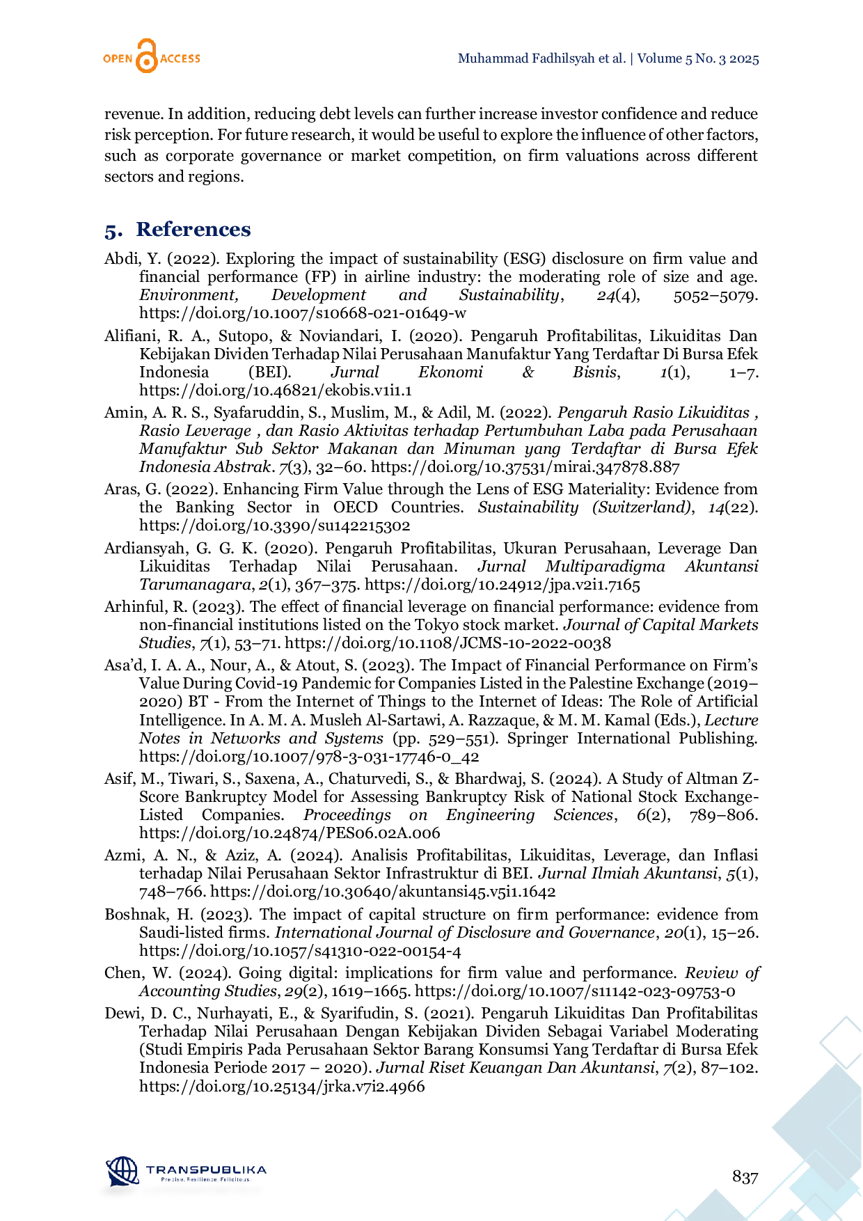 JURIS The Effect of Liquidity Solvency Profitability and Activity Ratios on Company Value in Food Beverage Sub Sector Manufacturing Companies Listed on the IDX in 2019 2023