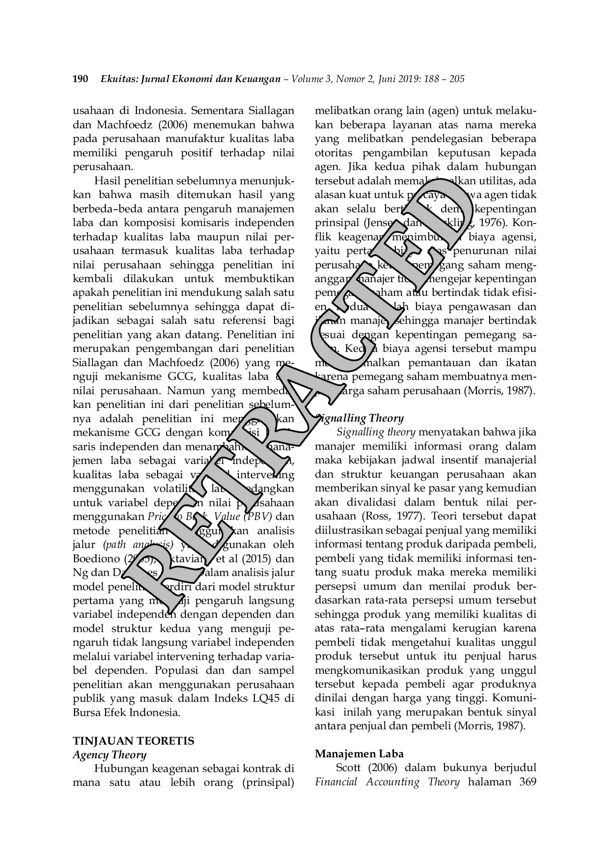 JURIS Pengaruh Manajemen Laba Dan Komposisi Komisaris Independen Terhadap Kualitas Laba Dan Efeknya Terhadap Nilai Perusahaan Di Restricted