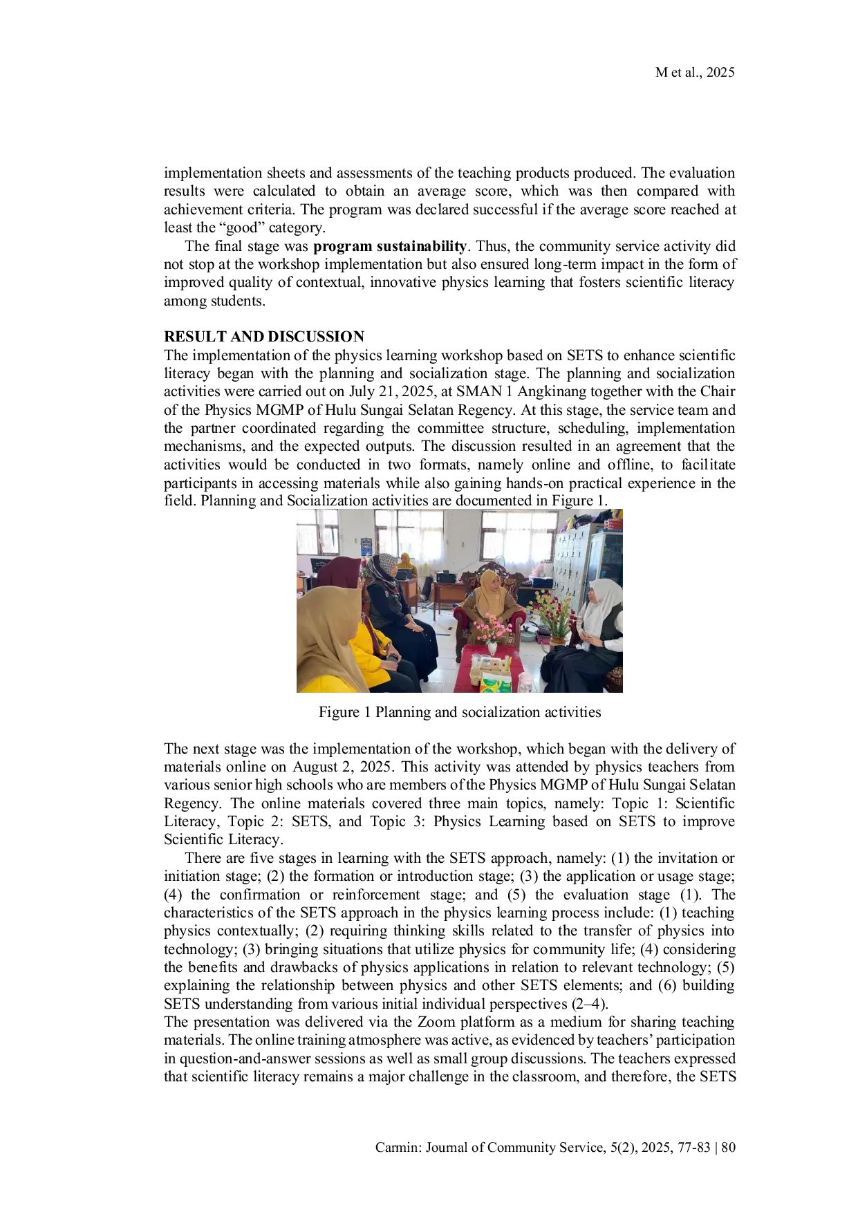 JURIS SETS Based Physics Learning Workshop Strengthening Teachers Role in Fostering Students Scientific Literacy