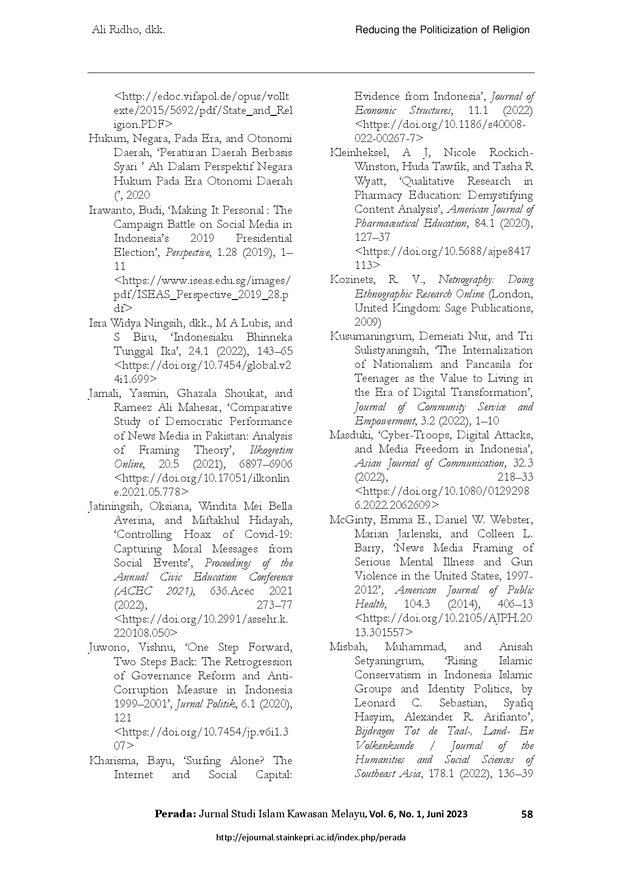 juris Reducing The Politicization Of Religion And Discrimination Against Minority Groups Ahead Of The 2024 Political Year In Indonesia From The Perspective Of Digital Media