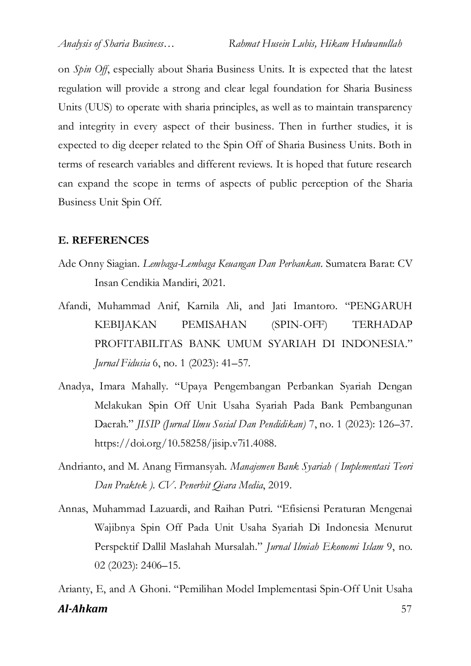 JURIS Analysis of Sharia Business Unit Spin Off Regulations and Islamic Law
