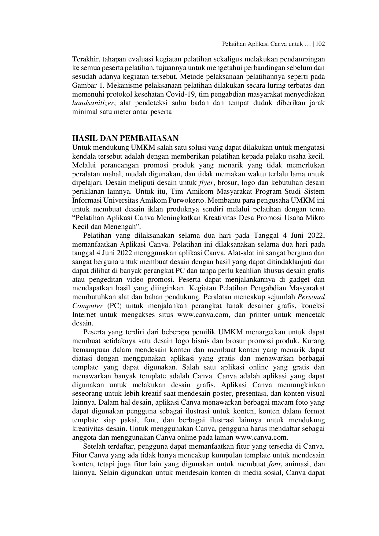 JURIS Pelatihan Aplikasi Canva untuk Meningkatkan Kreativitas Desain Promosi Usaha Mikro Kecil dan Menengah