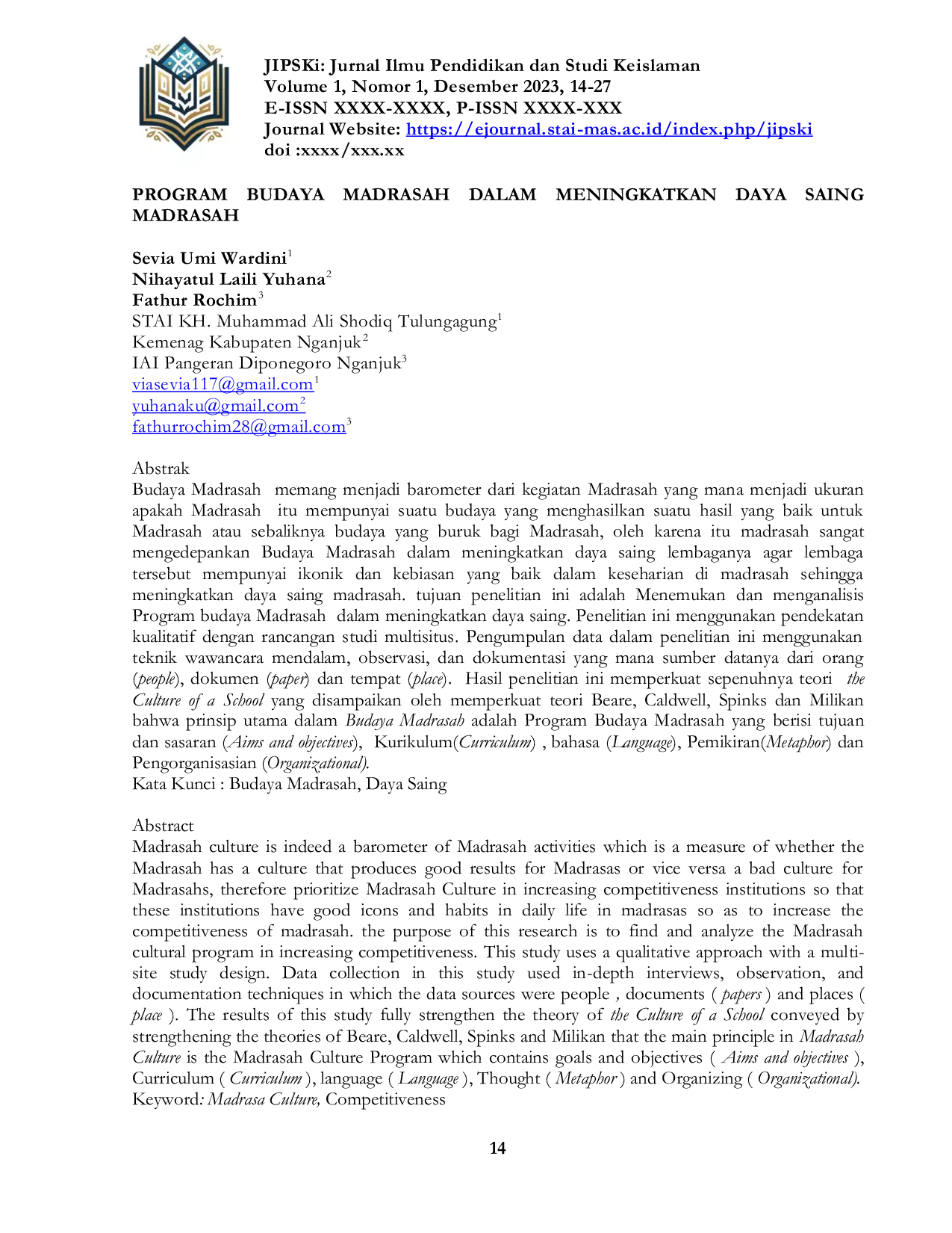 JURIS Program Budaya Madrasah Dalam Meningkatkan Daya Saing Madrasah