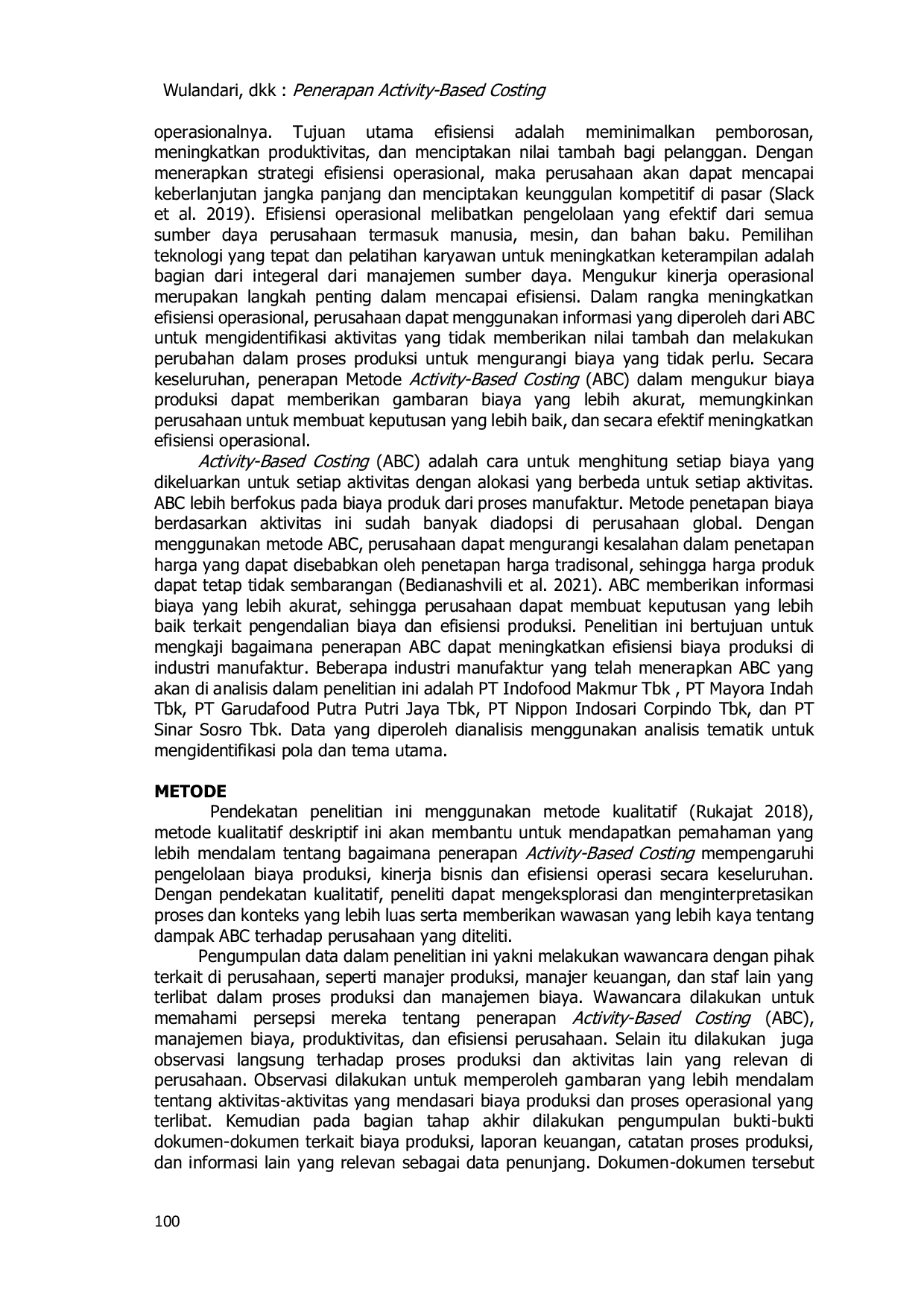 JURIS Penerapan Activity Based Costing ABC Dalam Meningkatkan Efisiensi Biaya Produksi Di Industri Manufaktur