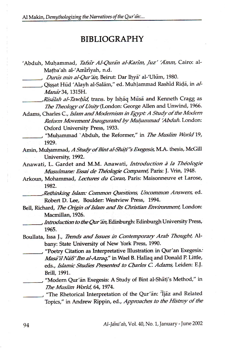 juris Demythologizing the Narratives of the Qur a n Muhammad Abduh s and Bint al Shati s Account of Ad Thamud and Pharaoh Q 89 6 10