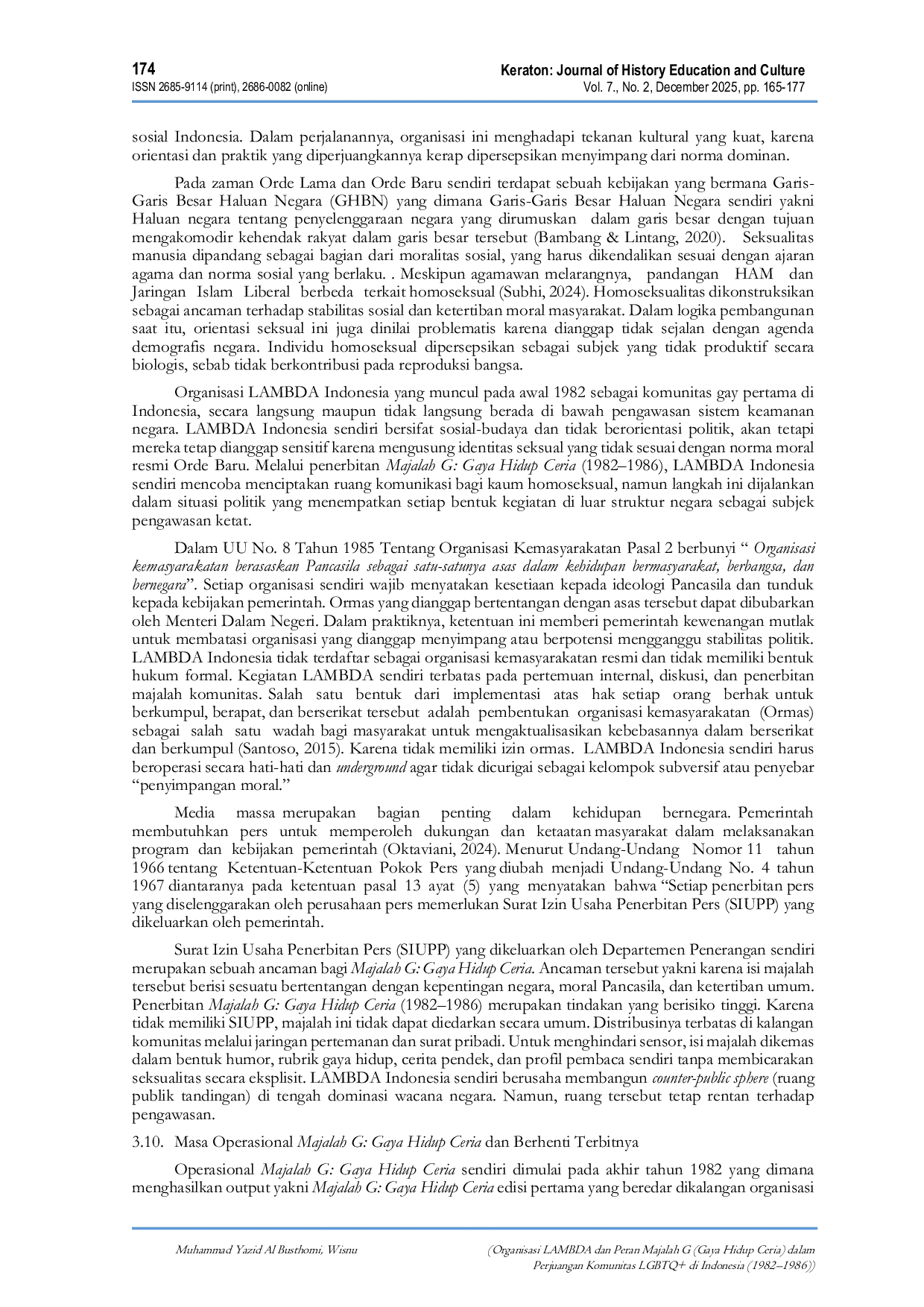 JURIS Organisasi LAMBDA dan Peran Majalah G Gaya Hidup Ceria dalam Perjuangan Komunitas LGBTQ di Indonesia 1982 1986