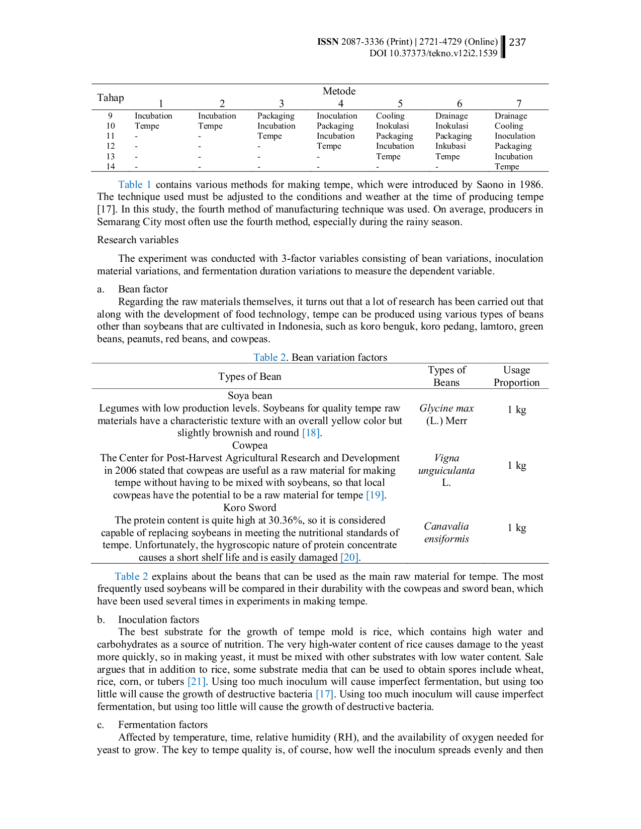 JURIS A completely randomized experimental design with 3 factors on tempe resistance