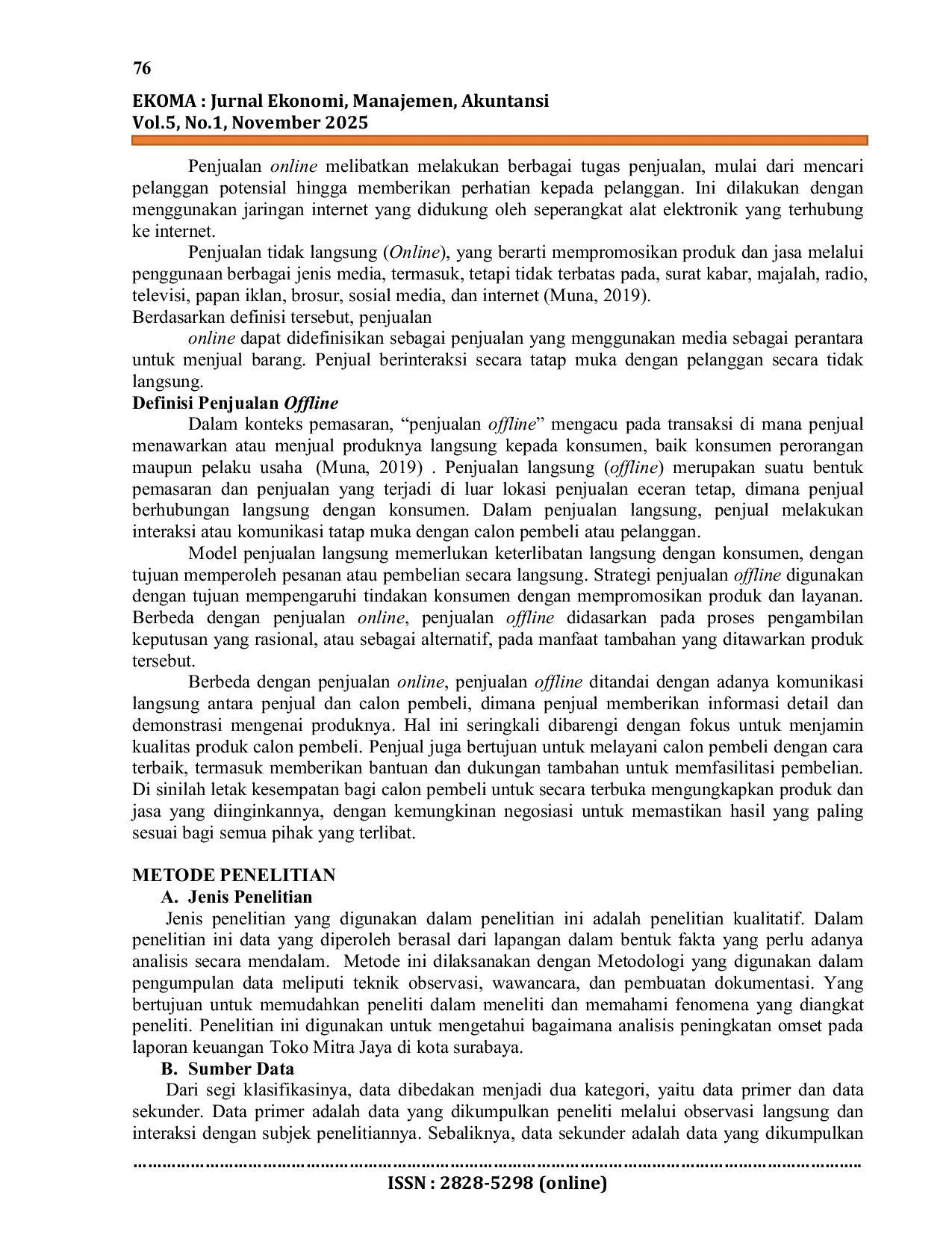 JURIS Influence Strategi Marketing Online Dan Offline Terhadap Peningkatan Omset Toko Mitra Jaya Di Kota Surabaya