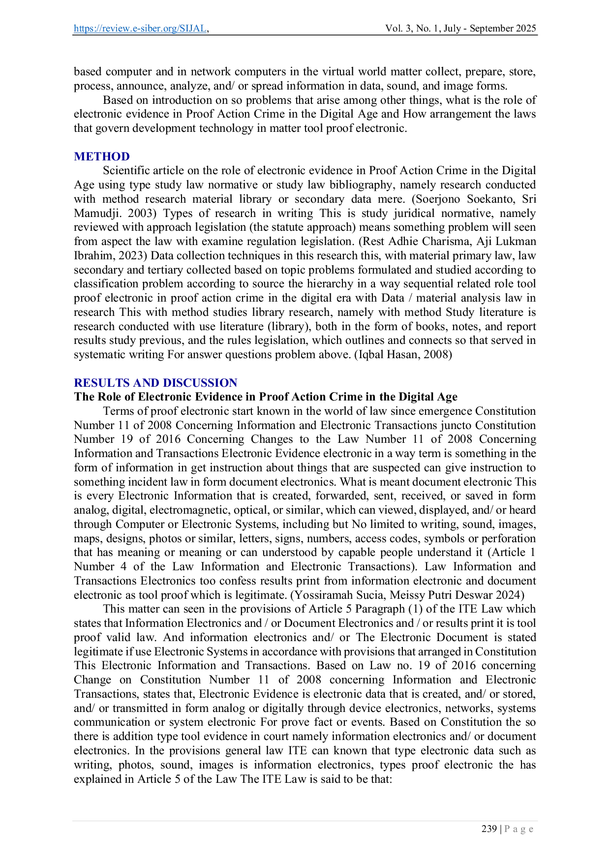 JURIS The Role of Electronic Evidence in Proving Crimes in the Digital Era