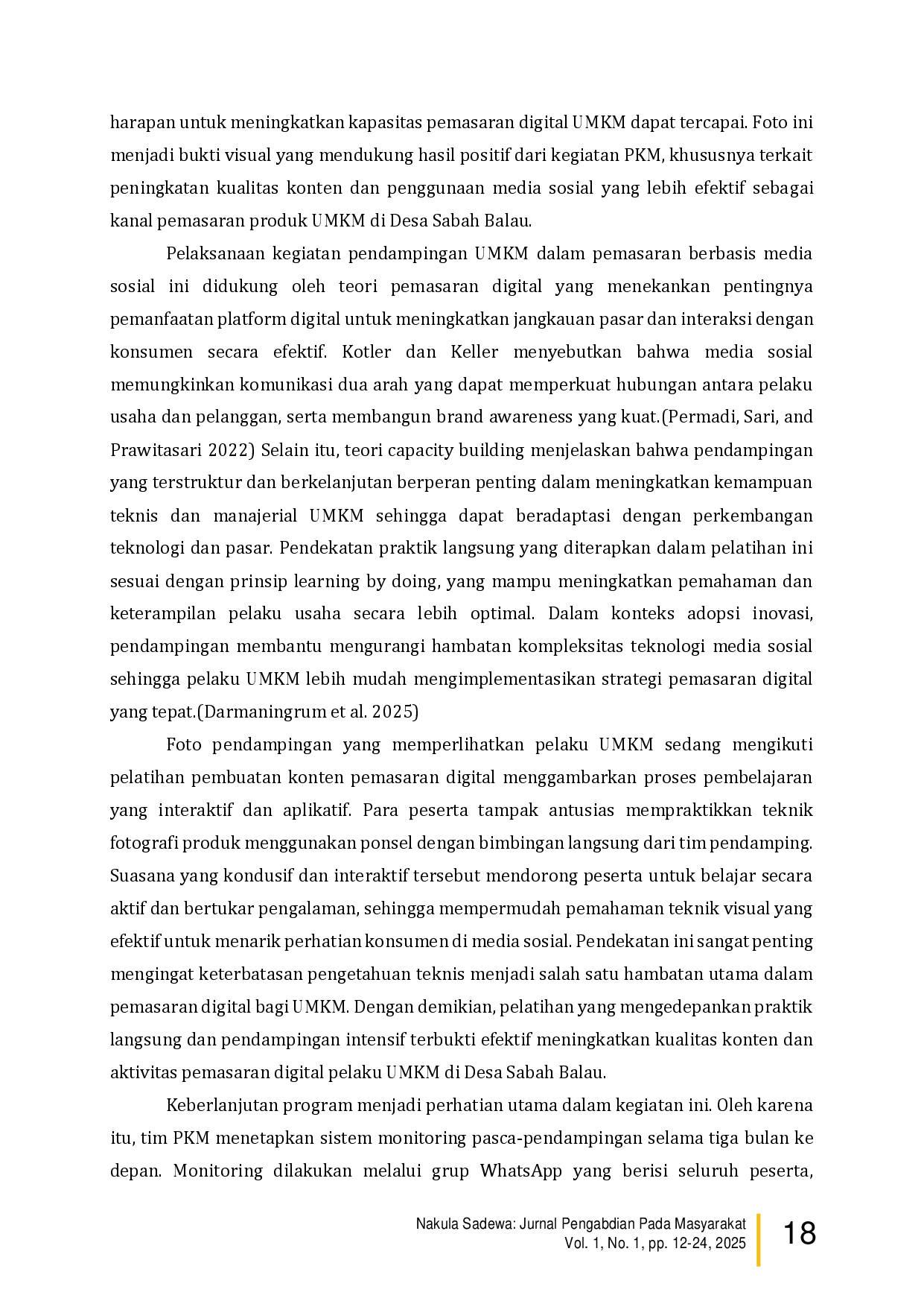 juris Pendampingan UMKM Dalam Strategi Pemasaran Berbasis Media Sosial di Desa Sabah Balau Kota Bandar Lampung