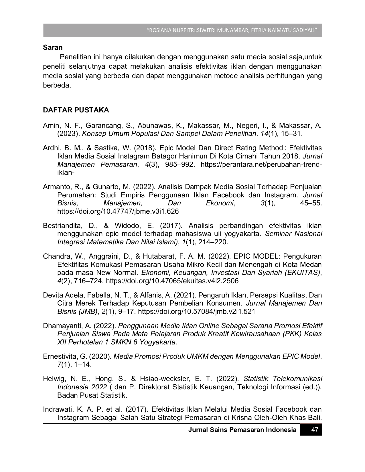 JURIS Analisis Efektivitas Iklan Melalui Media Sosial TikTok Di Umkm Jamu Mitra Sehat