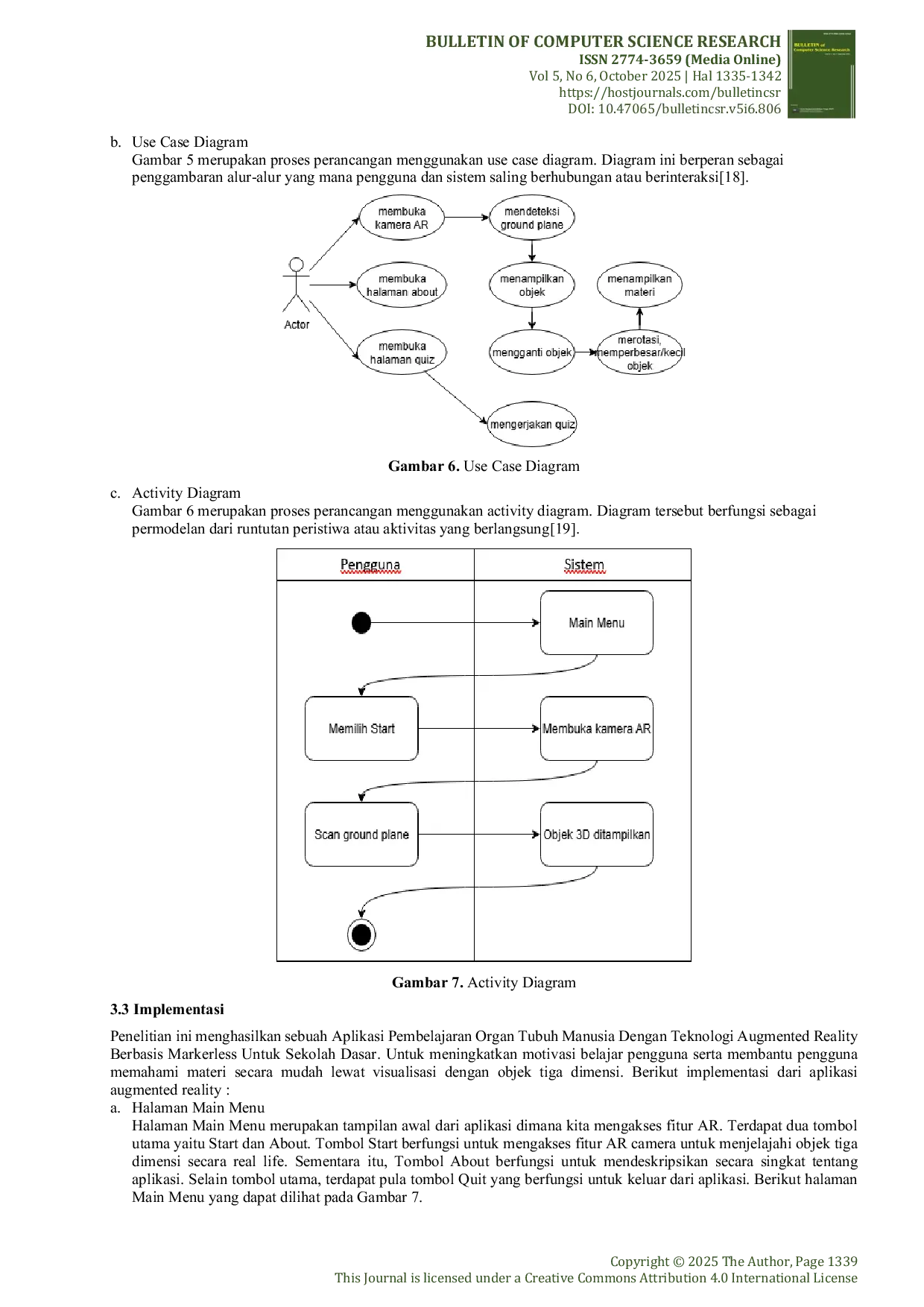 JURIS Aplikasi Pembelajaran Organ Tubuh Manusia dengan Teknologi Augmented Reality Berbasis Markerless Untuk Sekolah Dasar
