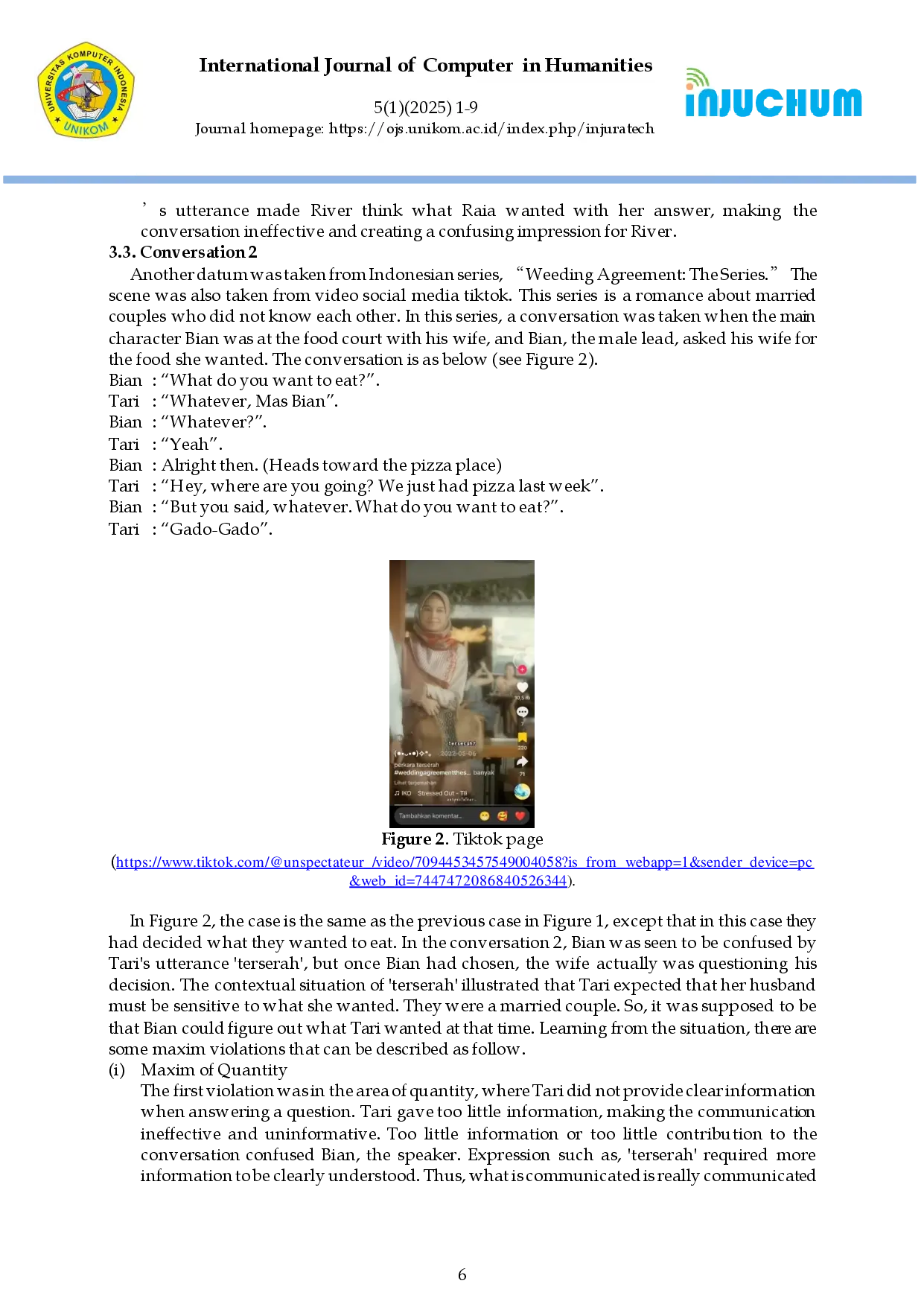 juris Violation of Cooperative Principles in Conversation Involving Gender Role and The Word terserah