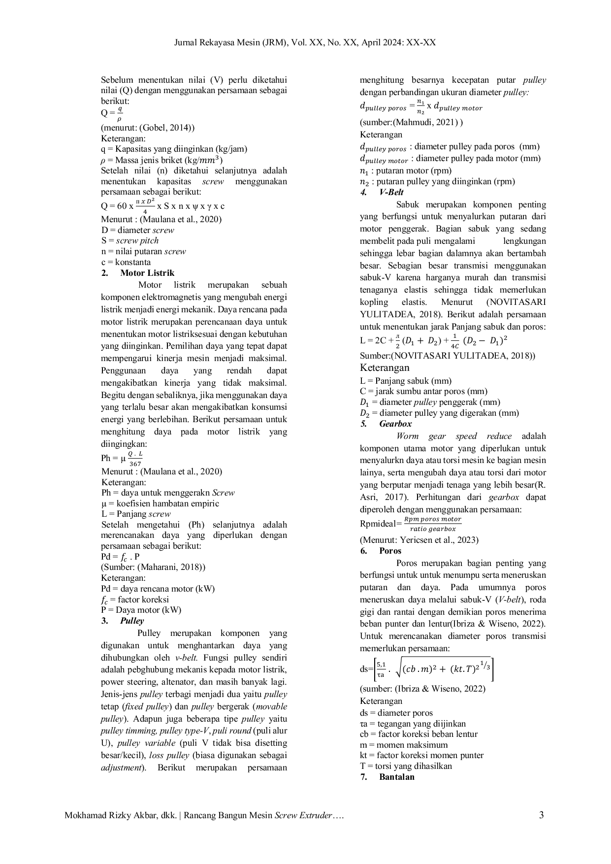 JURIS Rancang Bangun Mesin Screw Extruder Arang Briket Berbahan Baku Batok Kelapa Semi Otomatis