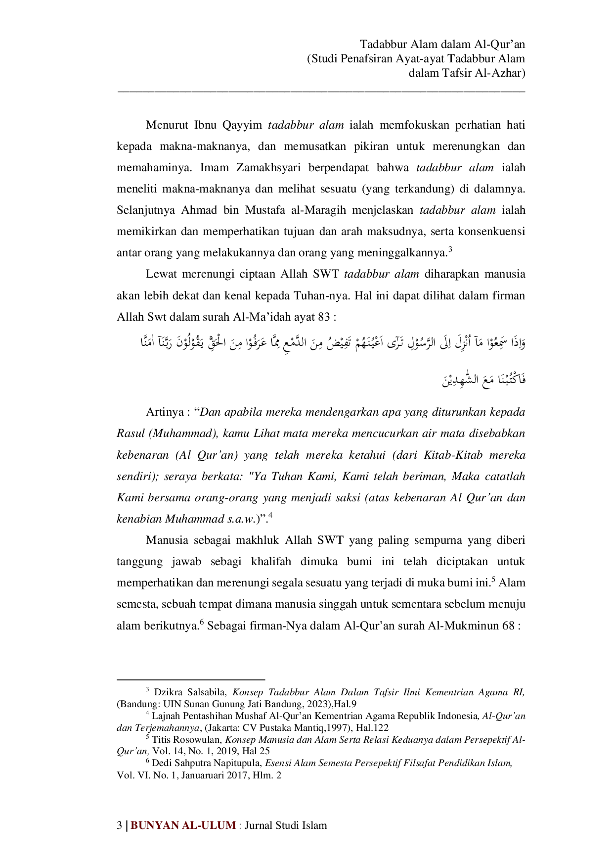 JURIS Tadabbur Alam dalam Al Quran Studi Penafsiran Ayat Ayat Tadabbur Alam dalam Tafsir Al Azhar