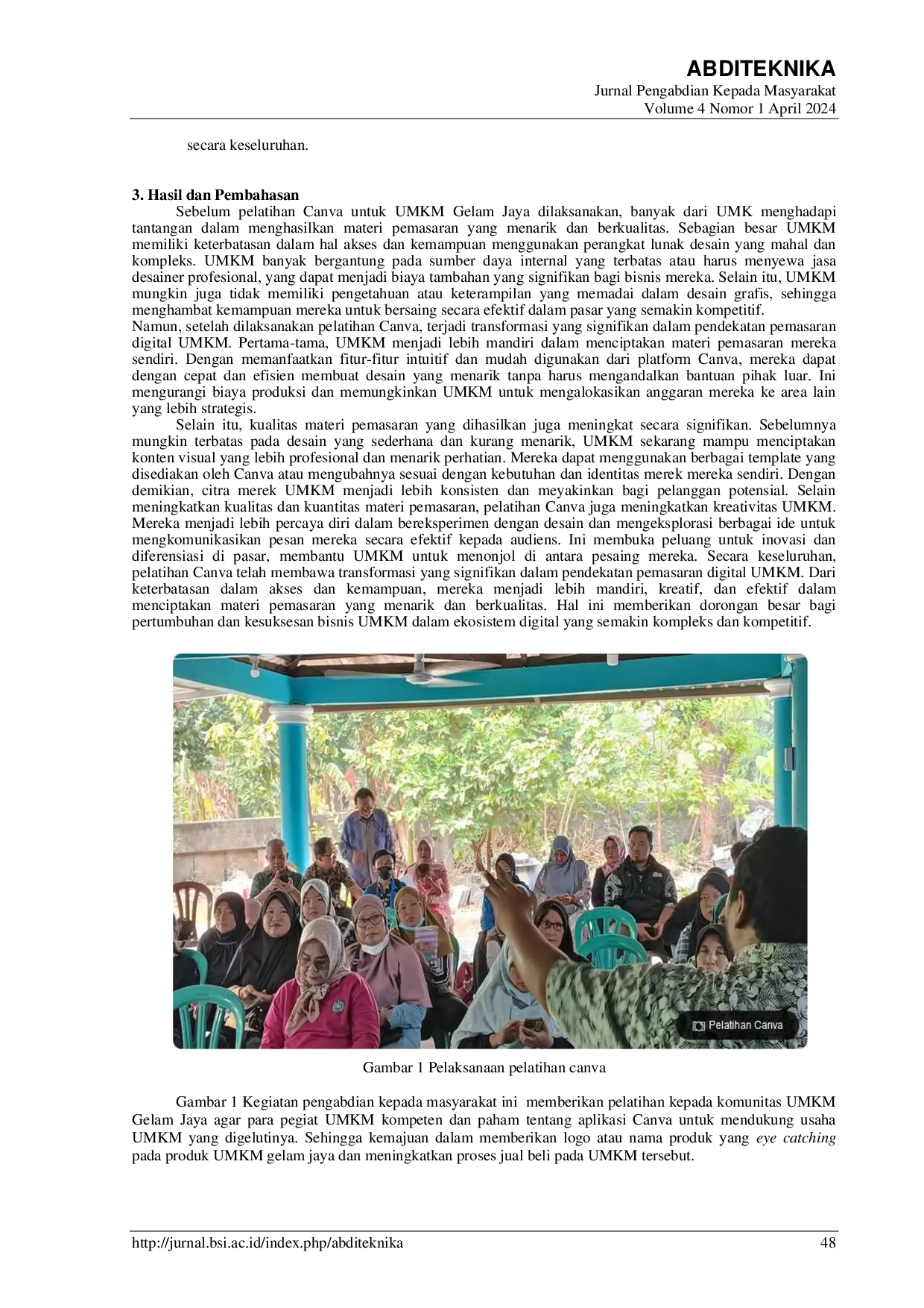 JURIS Pelatihan Media Promosi Dengan Canva Menuju UMKM Naik Kelas Pada UMKM Pasar Kemis Tangerang