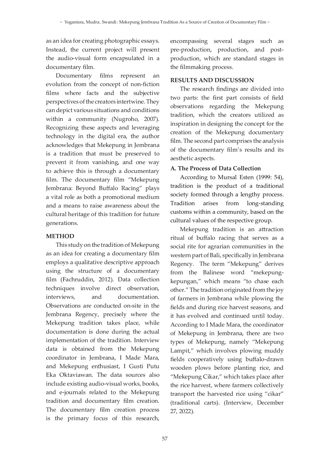 JURIS Mekepung Jembrana Tradition As a Source of Creation of Documentary Film