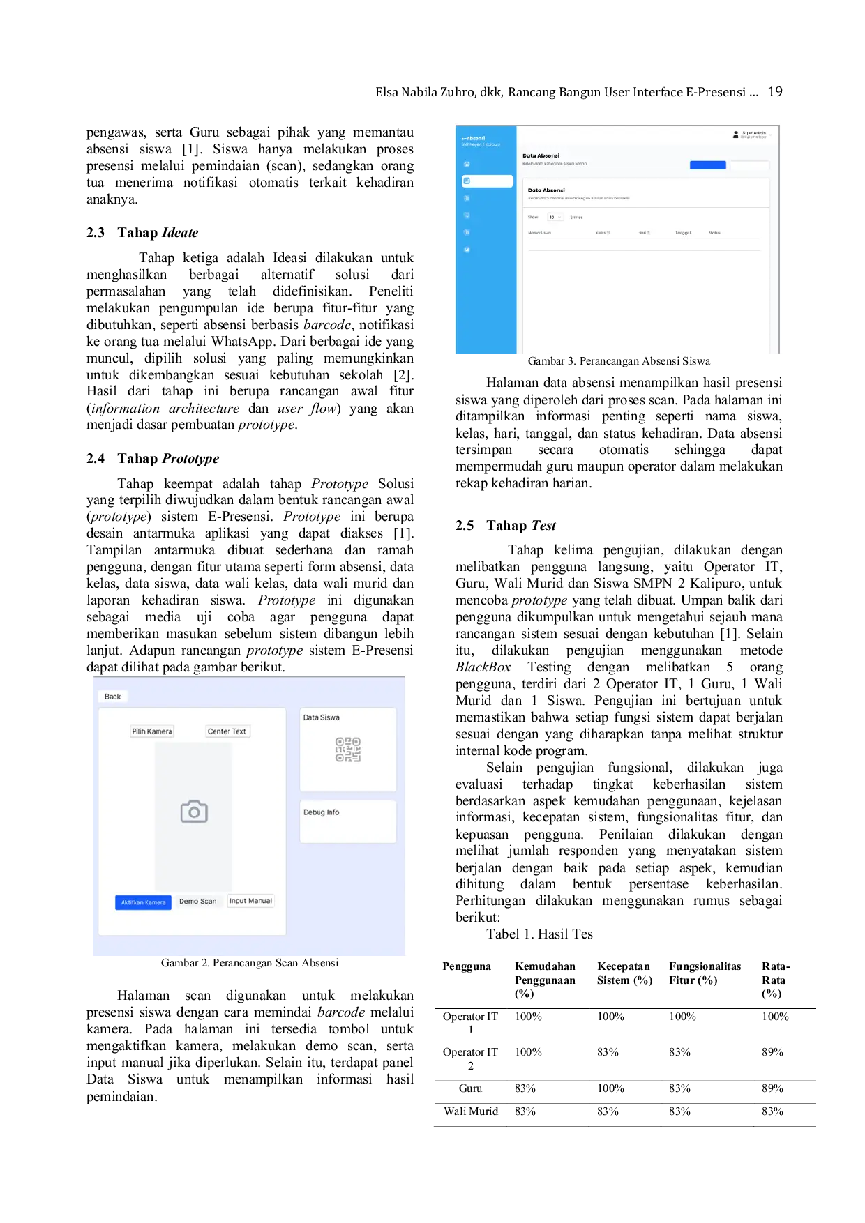 JURIS Perancangan User interface E Presensi Siswa Berbasis Design Thinking dengan Integrasi Notifikasi WhatsApp di SMP Negeri 2 Kalipuro Banyuwangi
