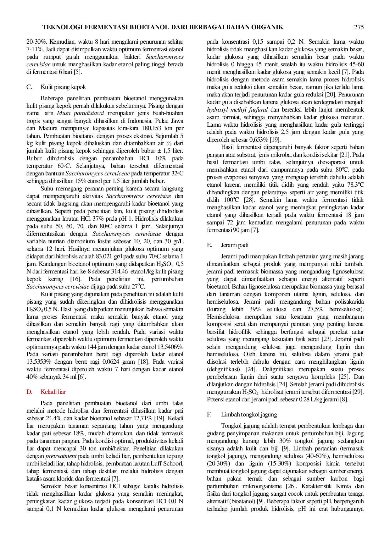 JURIS Teknologi Fermentasi Bioetanol dari Berbagai Bahan Organik