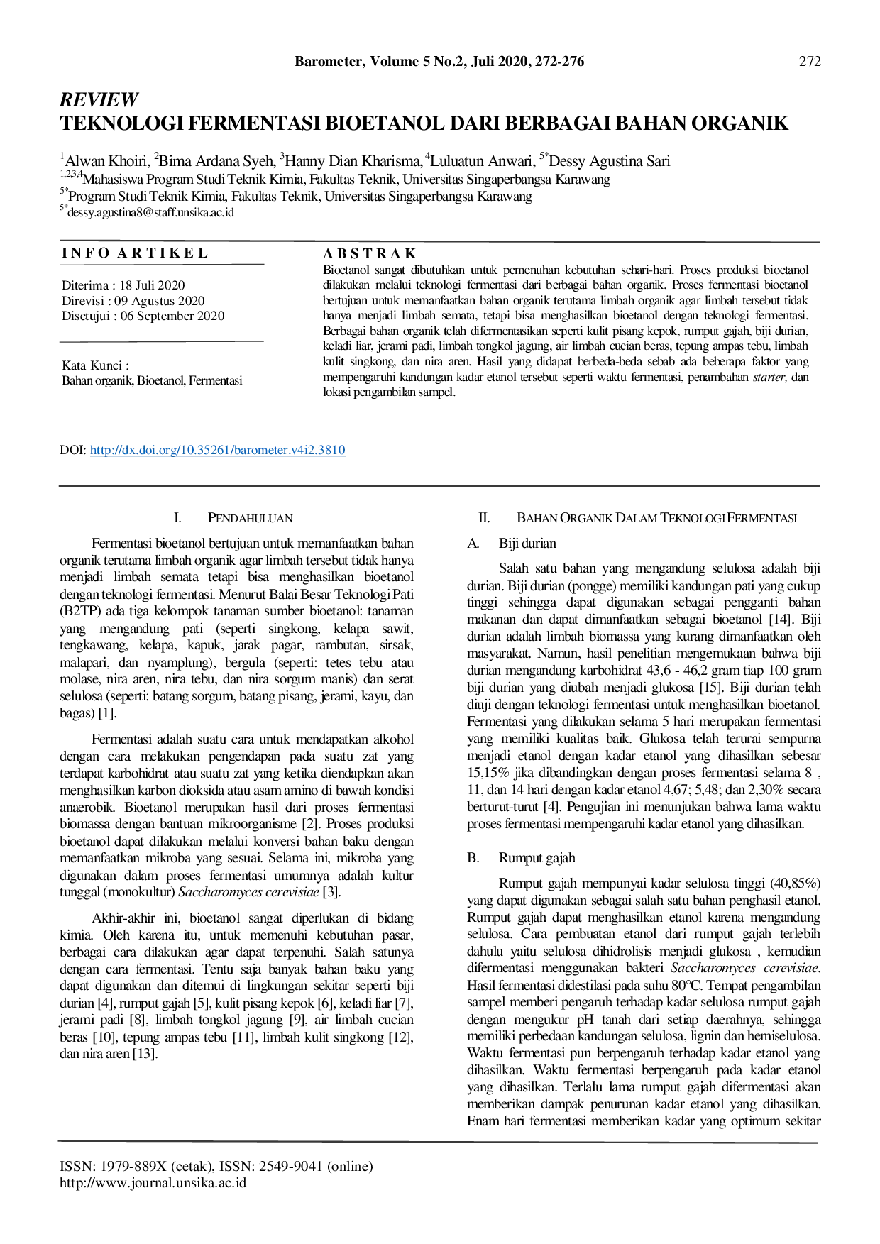 JURIS Teknologi Fermentasi Bioetanol dari Berbagai Bahan Organik