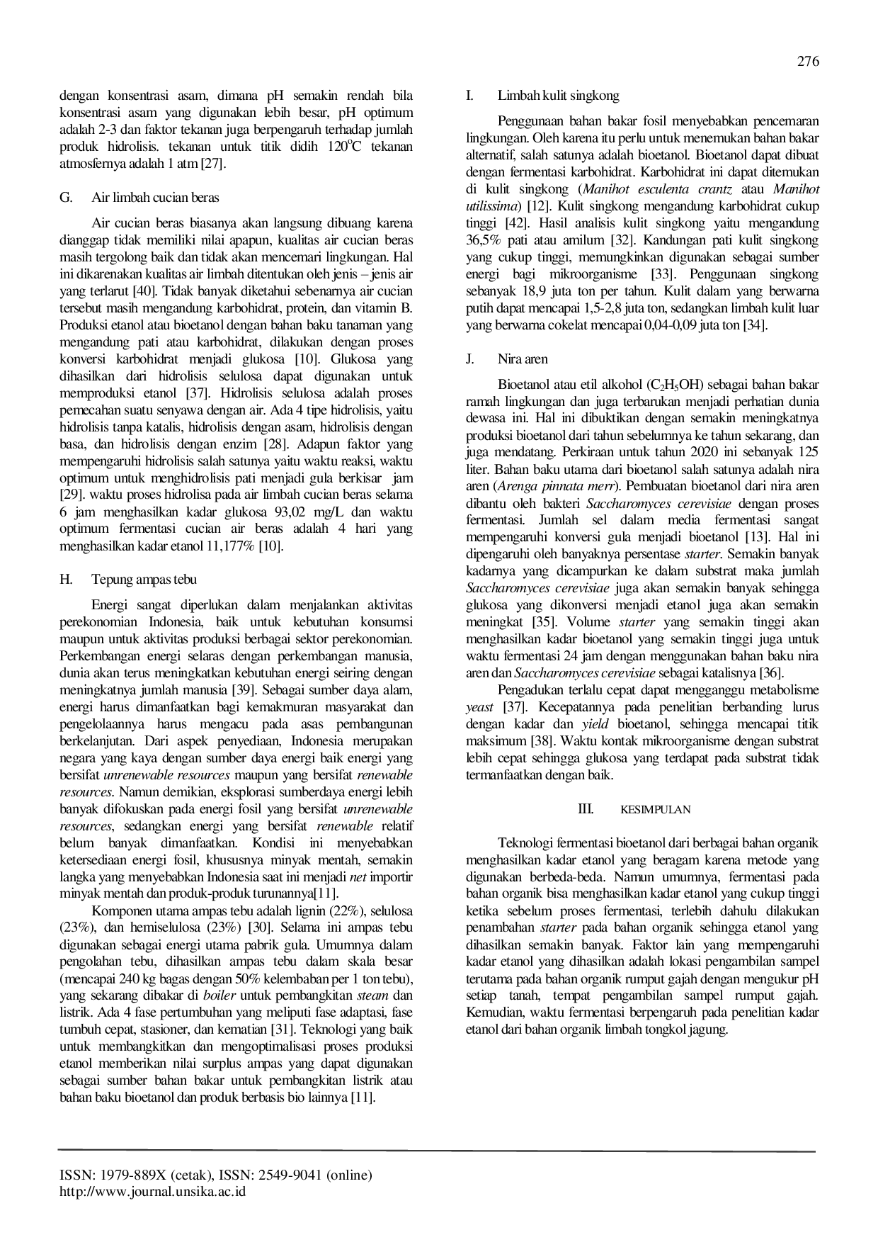 JURIS Teknologi Fermentasi Bioetanol dari Berbagai Bahan Organik