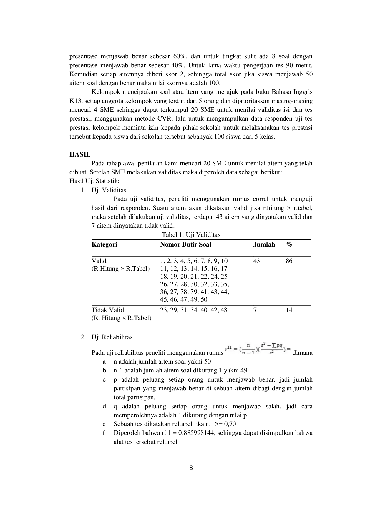 JURIS Pengembangan Konstruksi Tes Prestasi Pada Mata Pelajaran Bahasa Inggris Kelas Viii Semester Ganjil Di Smpn 34 Samarinda