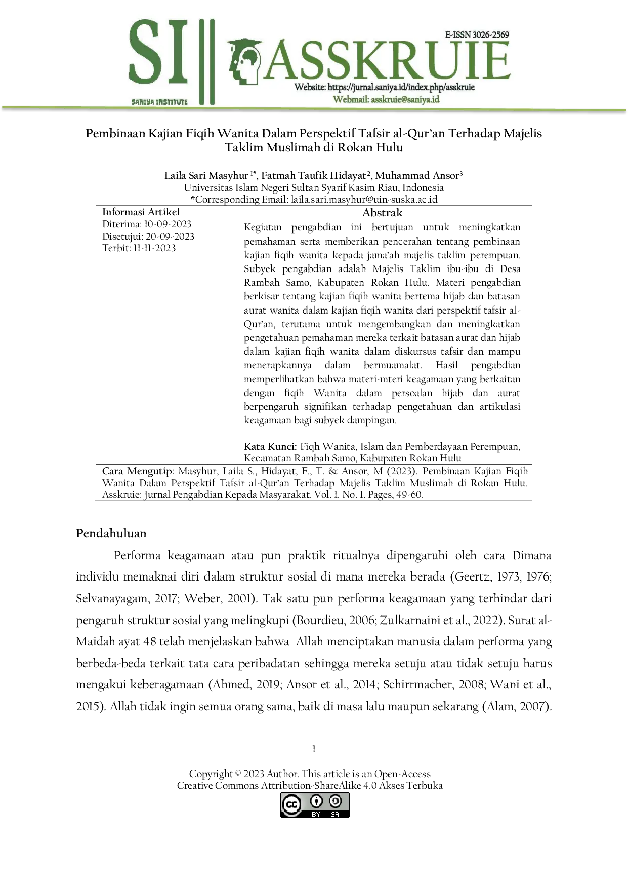 JURIS Pendampingan Pembentukan Karakter Islami Santri di Taman Pendidikan al Qur an TPQ Darusshalihin Gampong Paya Bujok Tunong Langsa Provinsi Aceh