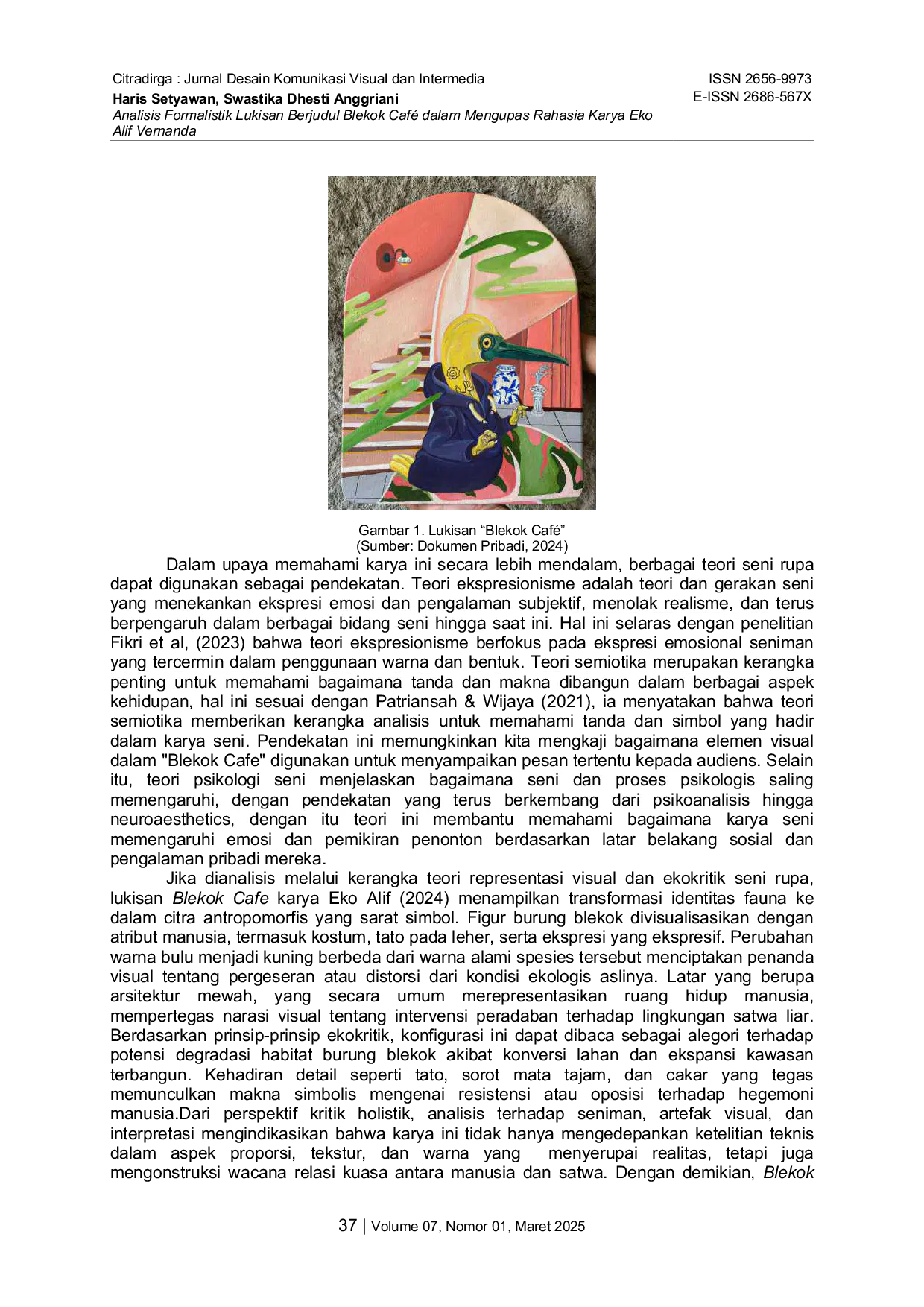 JURIS Analisis Lukisan Berjudul Blekok Cafe dalam Upaya Mengupas Rahasia Karya Eko Alif Vernanda