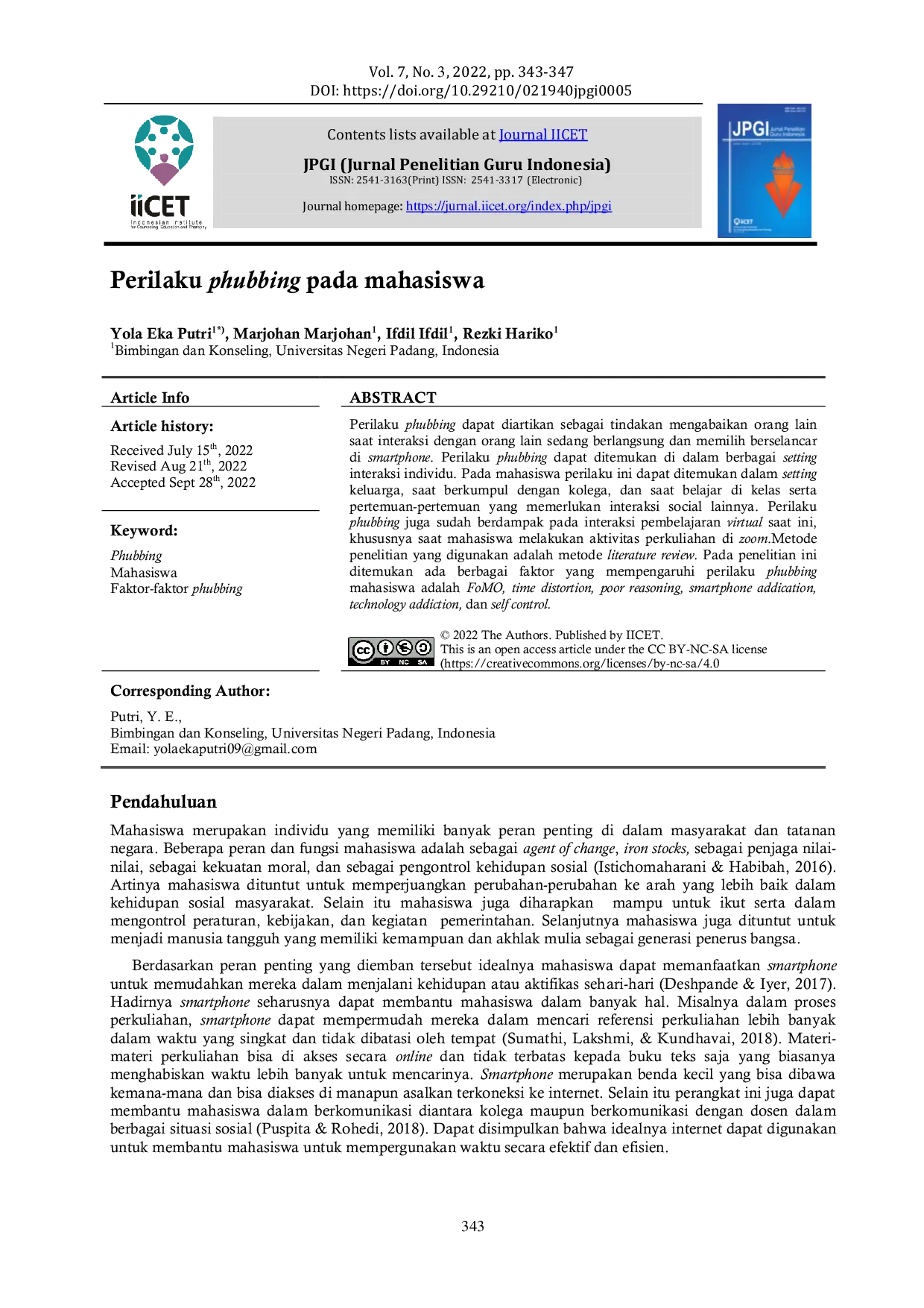 JURIS Perilaku phubbing pada mahasiswa dan faktor faktor yang mempengaruhinya