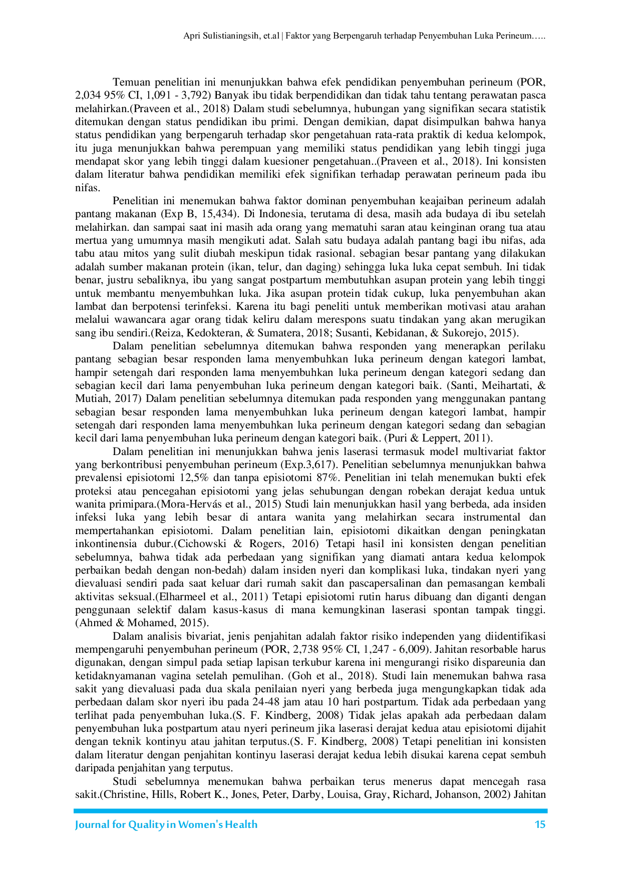 JURIS Faktor yang Berpengaruh terhadap Penyembuhan Luka Perineum pada Ibu Postpartum