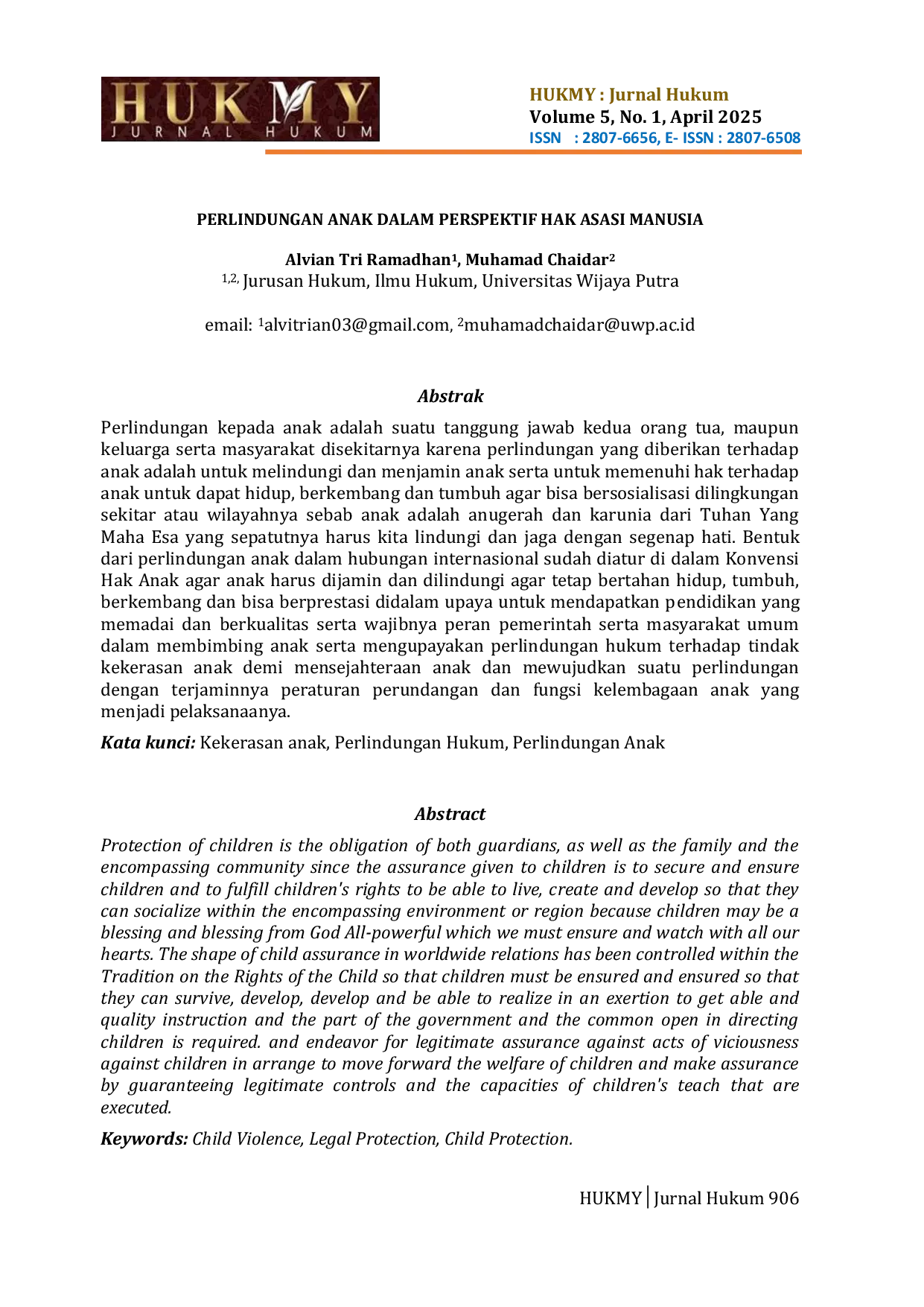 JURIS Perlindungan Anak Dalam Perspektif Hak Asasi Manusia