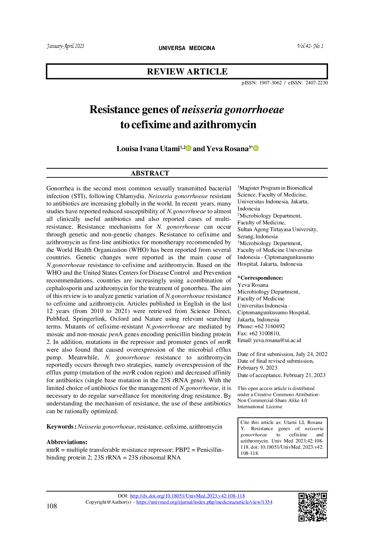 juris Resistance genes of Neisseria gonorrhoeae to cefixime and azithromycin