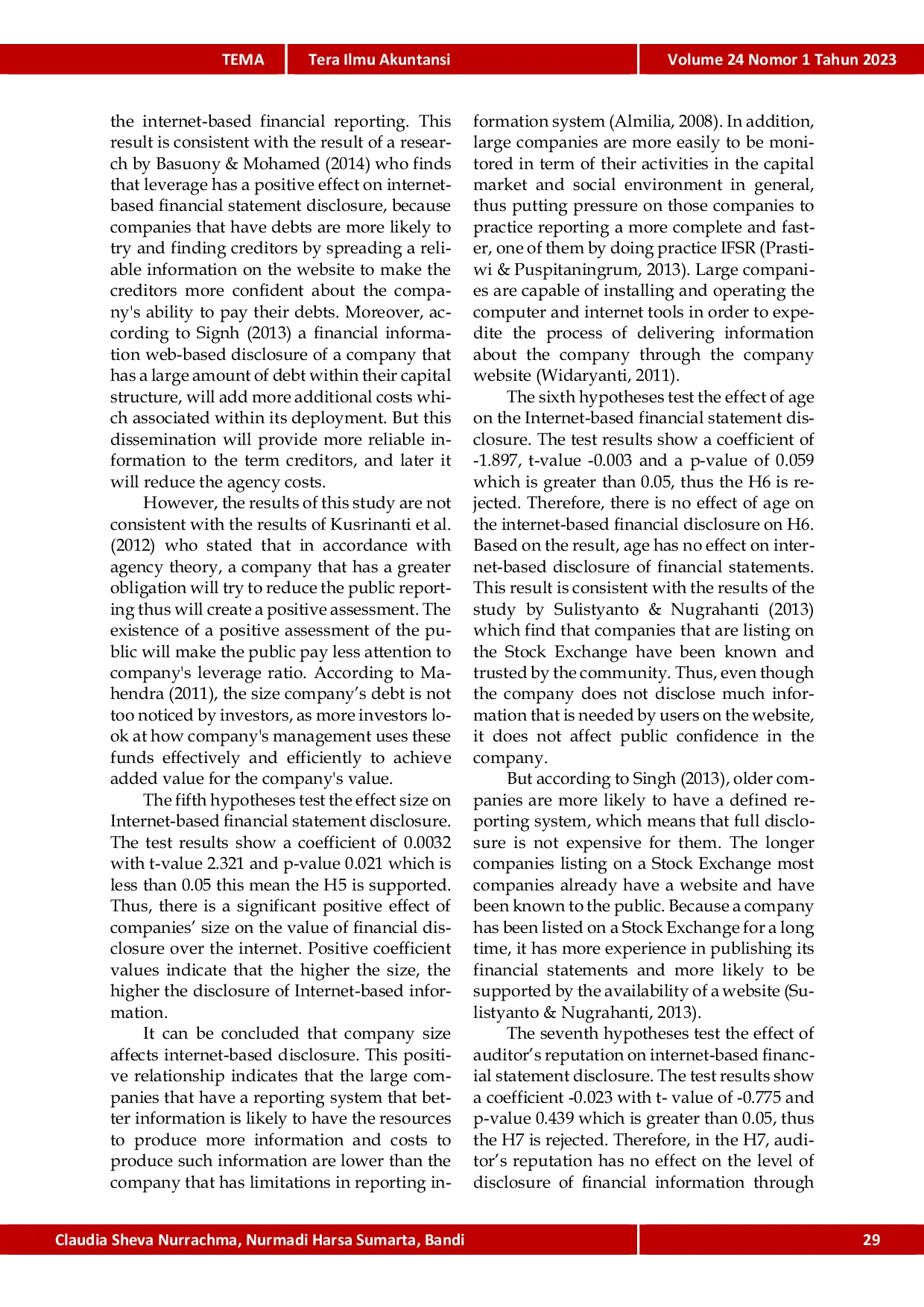 JURIS Internet Based Information Disclosure Practices Does Reputation Of Auditor Matters