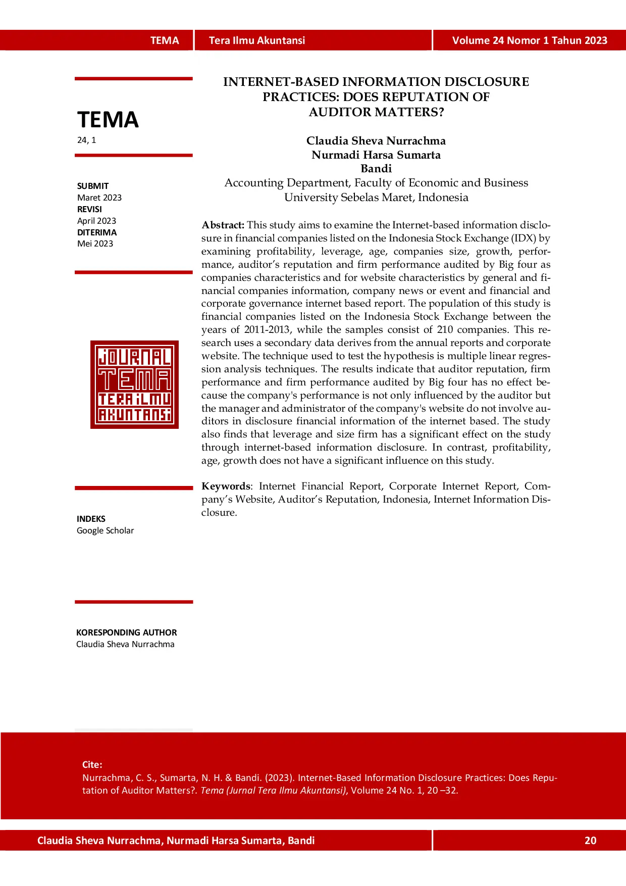 JURIS Internet Based Information Disclosure Practices Does Reputation Of Auditor Matters