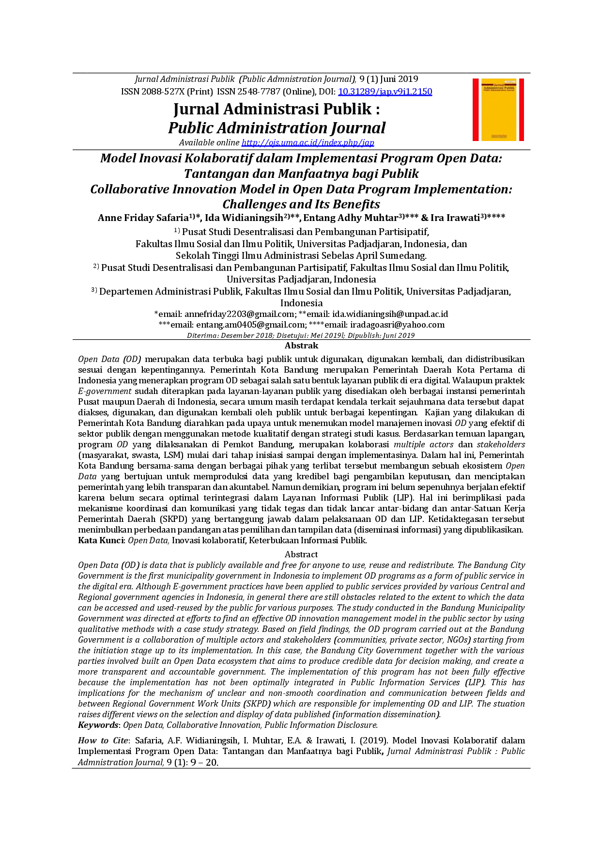 juris Model Inovasi Kolaboratif dalam Implementasi Program Open Data Tantangan dan Manfaatnya bagi Publik