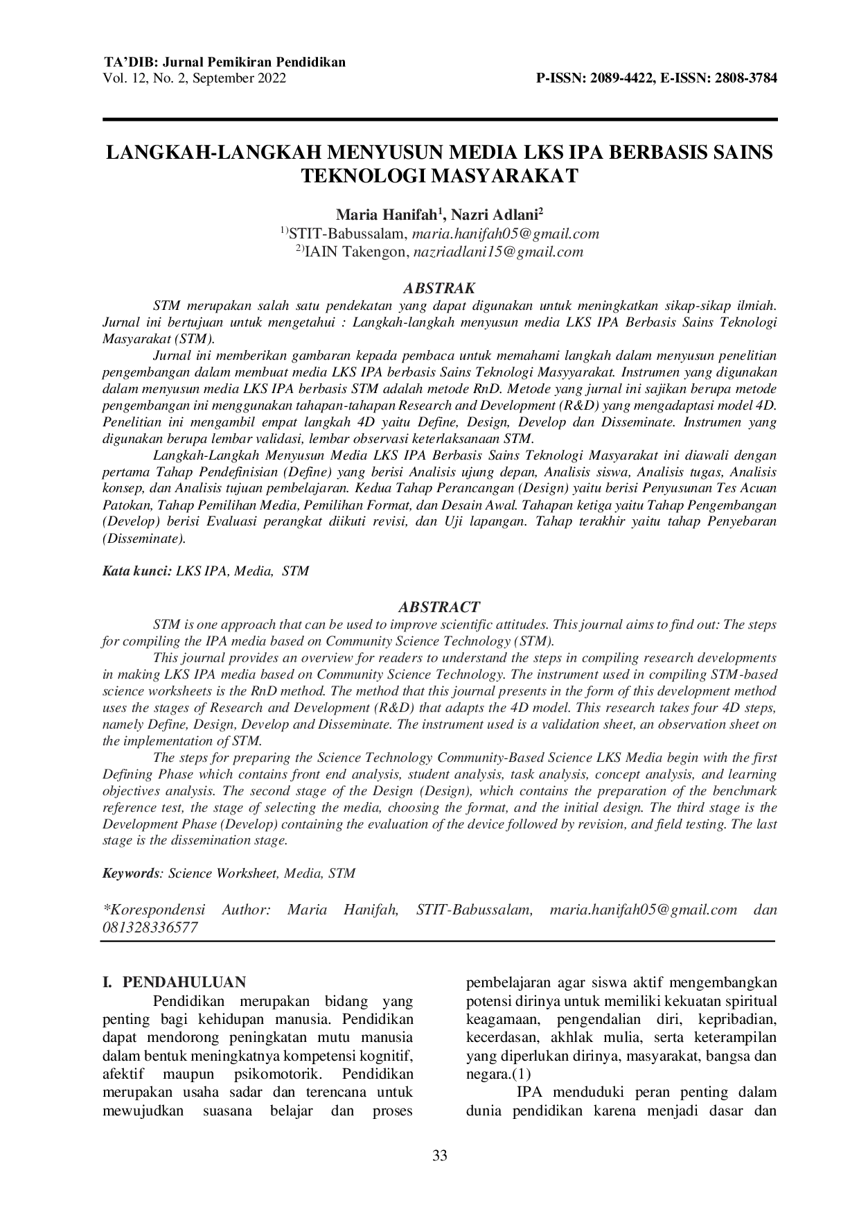 JURIS Langkah Langkah Menyusun Media Lks Ipa Berbasis Sains Teknologi Masyarakat