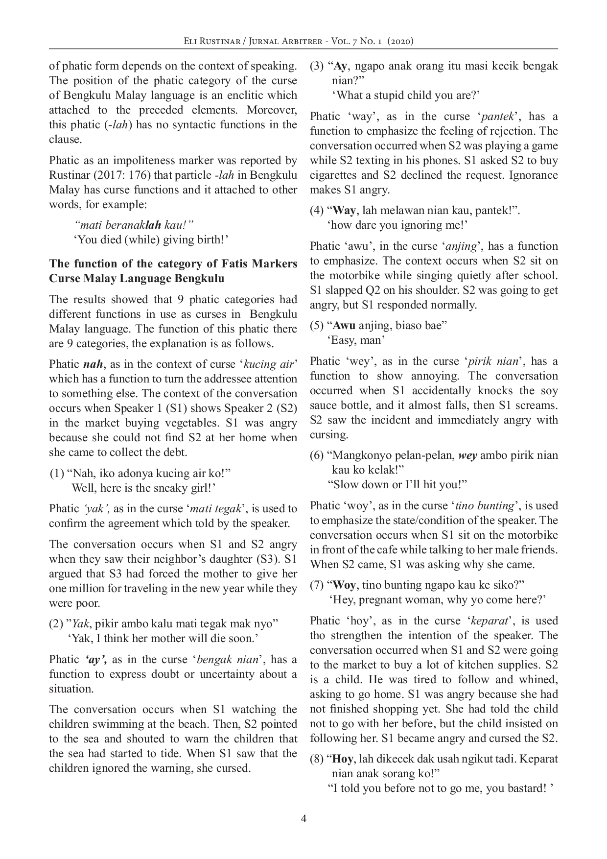 JURIS Phatic Marker in Bengkulu Malay Language