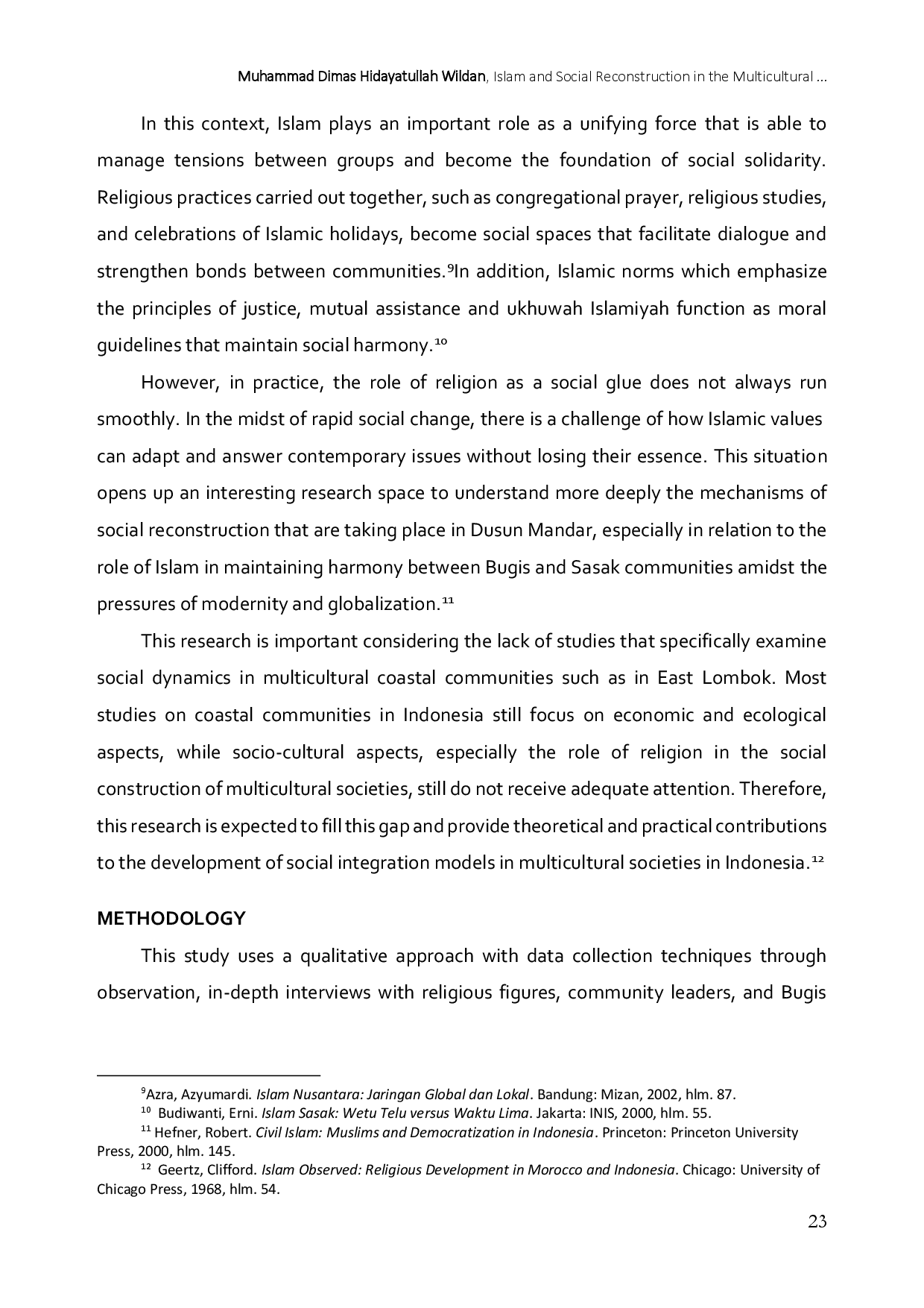 juris Islam and Social Reconstruction in the Multicultural Society of BugisAcSasak Fishermen in Mandar Village East Lombok Regency