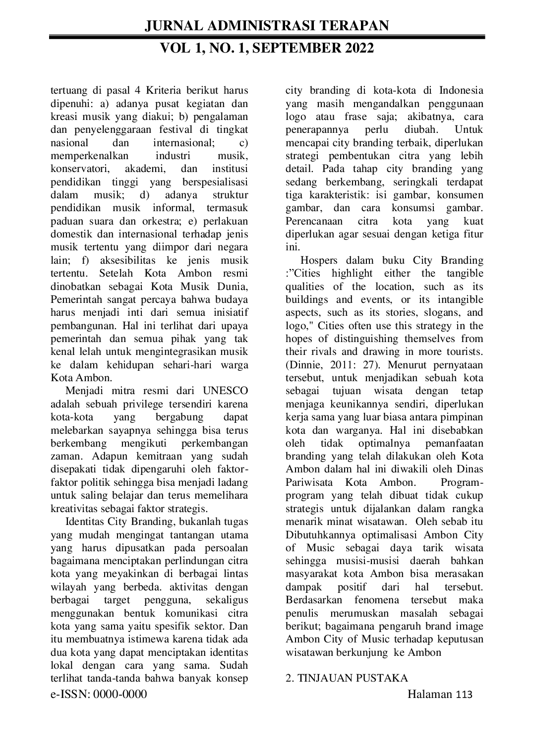 JURIS Pengaruh Brand Image Ambon City of Music Terhadap Keputusan Berkunjung Wisatawan Ke Kota Ambon