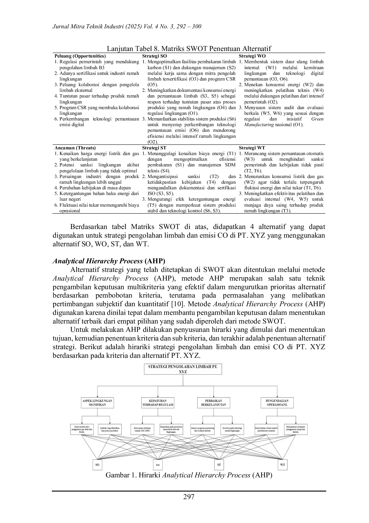 JURIS Analisis Dampak Lingkungan dan Penentuan Strategi Green Manufacturing pada Pengolahan Limbah dan Emisi di PT XYZ